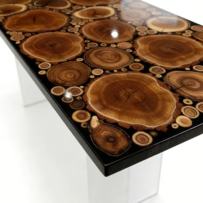 Locust Wood Rectangle Epoxy Resin Dining Table 40"W x 84"L