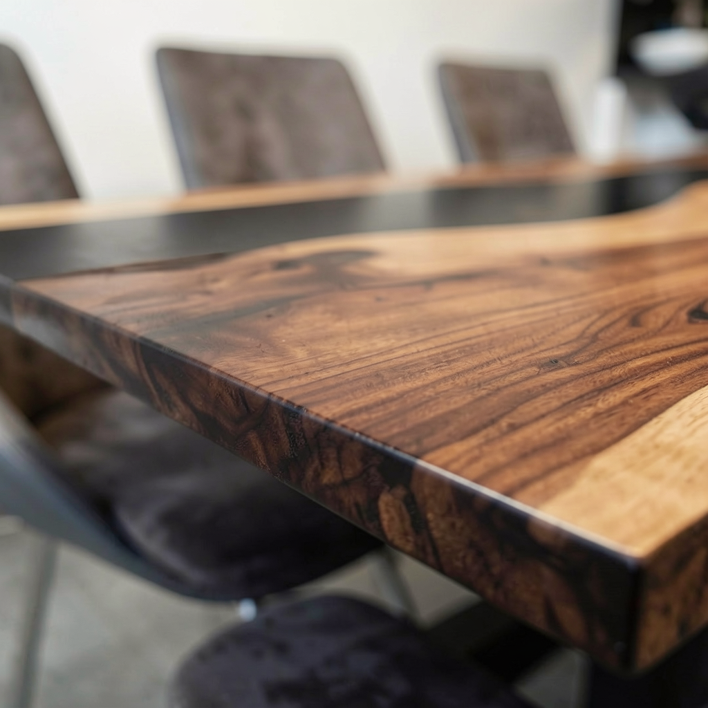 Custom Premium Rectangular Suar Wood Black Epoxy River Dining Table image 5