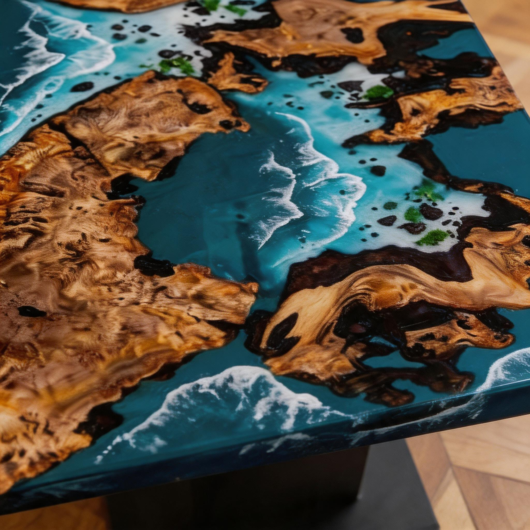 Custom Elegant Cunninghamia Wood Epoxy Dining Table