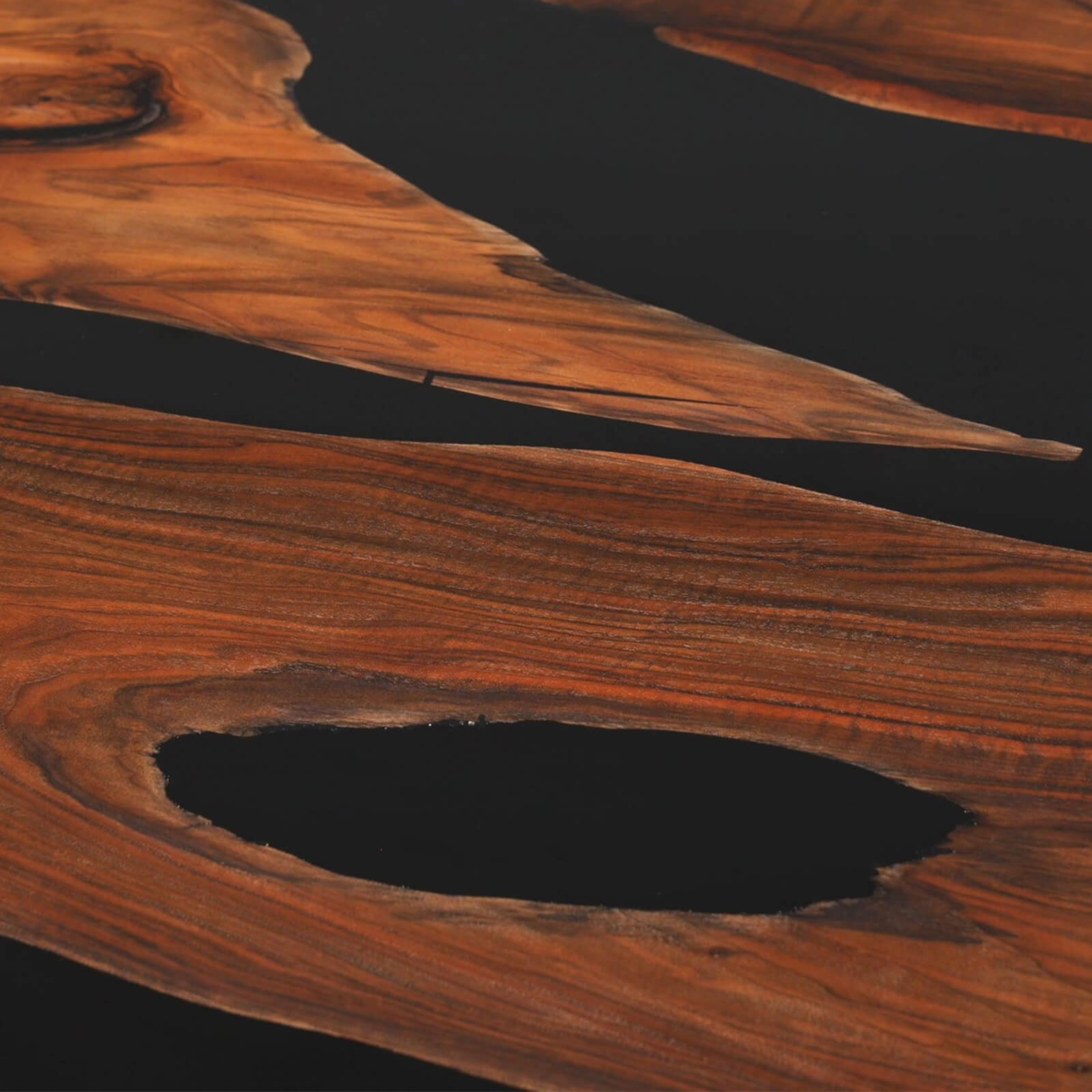 Custom Black Walnut Epoxy Resin Round Coffee Table Black Resin