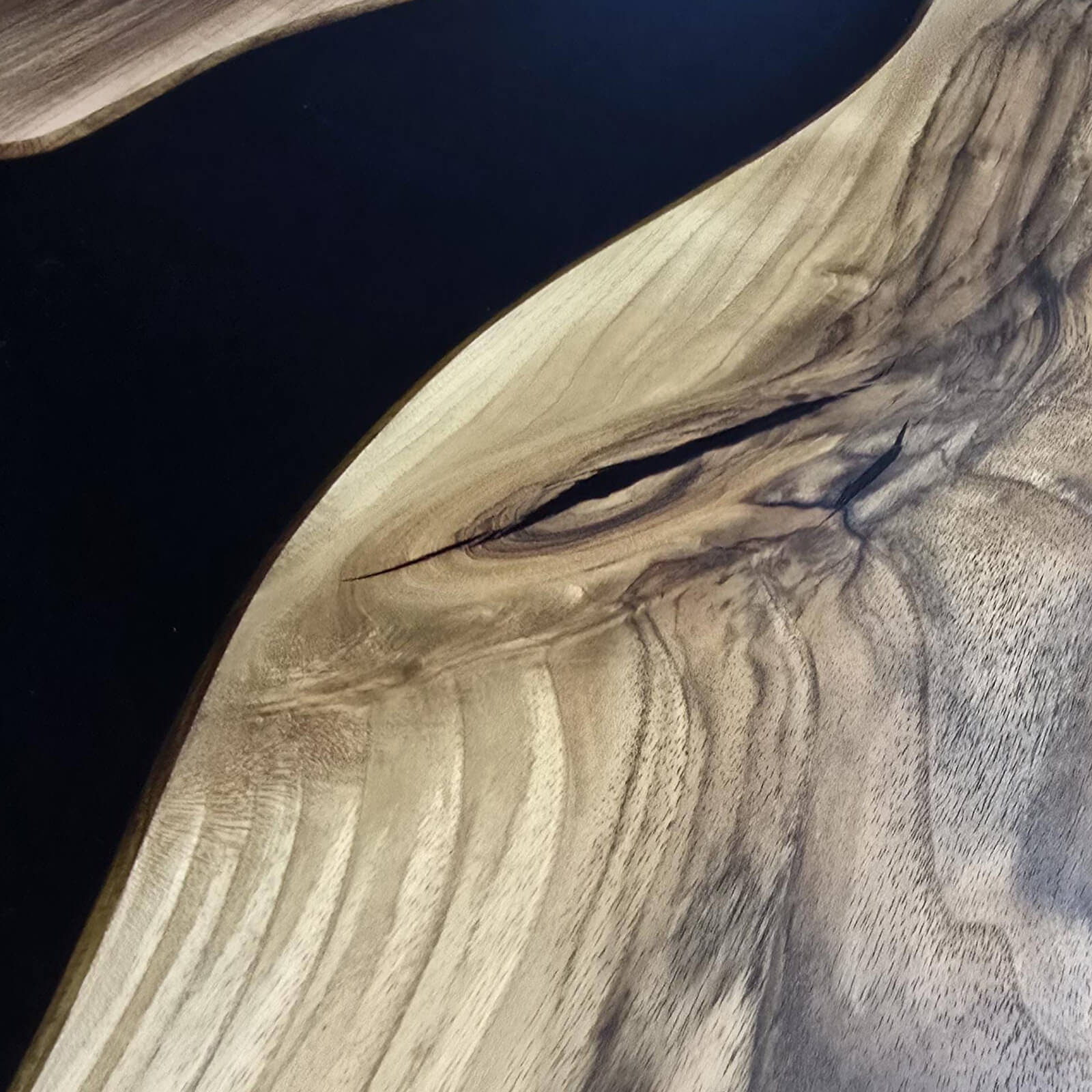 Custom Black Walnut Epoxy Resin River Conference Table Black Resin