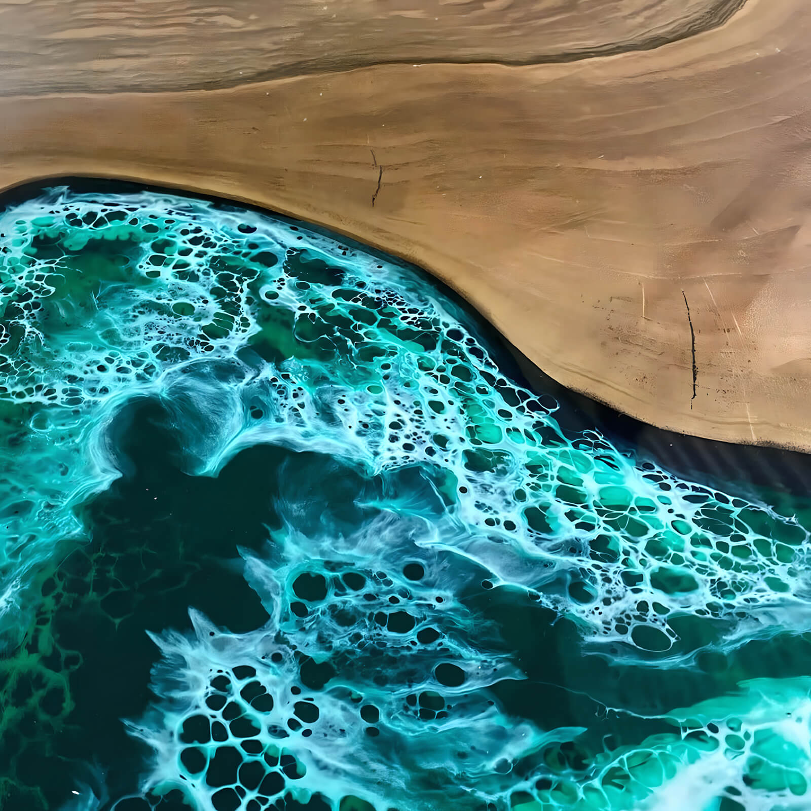 Custom Black Walnut Epoxy Resin River Round Coffee Table Blue Waves