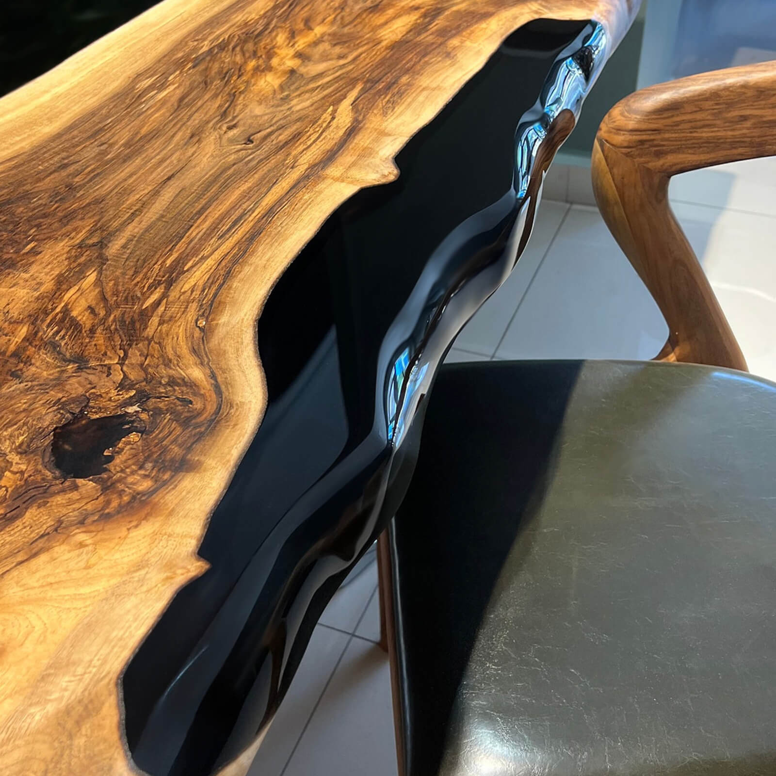 Custom Black Walnut Epoxy Resin River Table Black Pearl ERT-52 - image 6 | ThawHome
