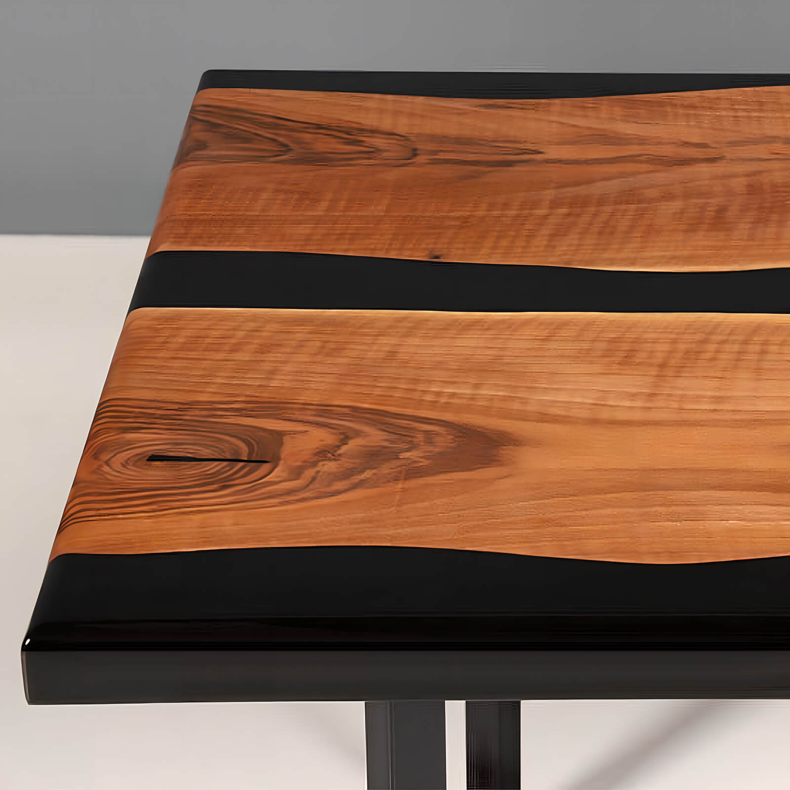 Custom Black Walnut Epoxy Resin River Table Black Resin ARX-73 - image 7 | ThawHome