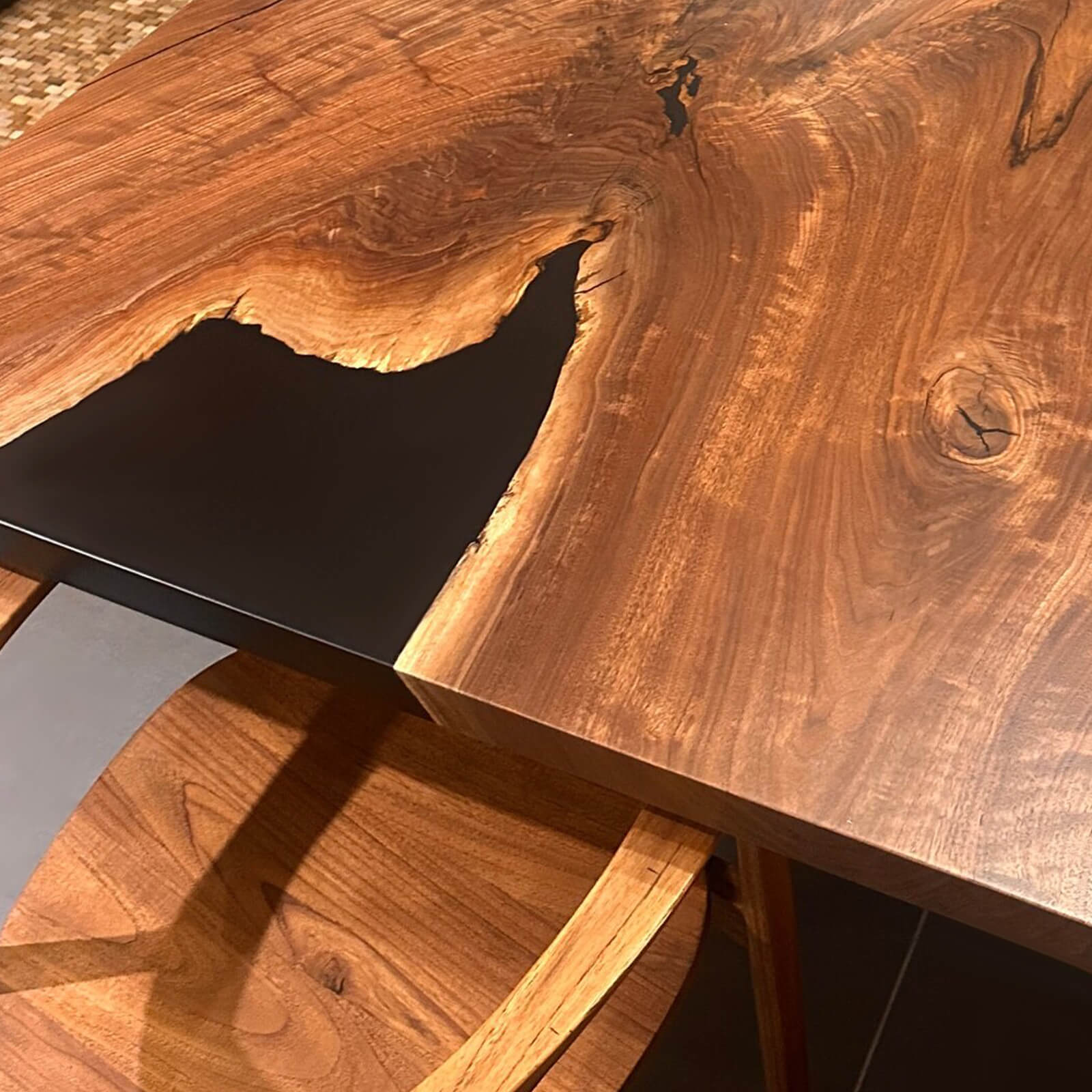 Custom Black Walnut Epoxy Resin River Table Black Resin BRT-47 - image 6 | ThawHome