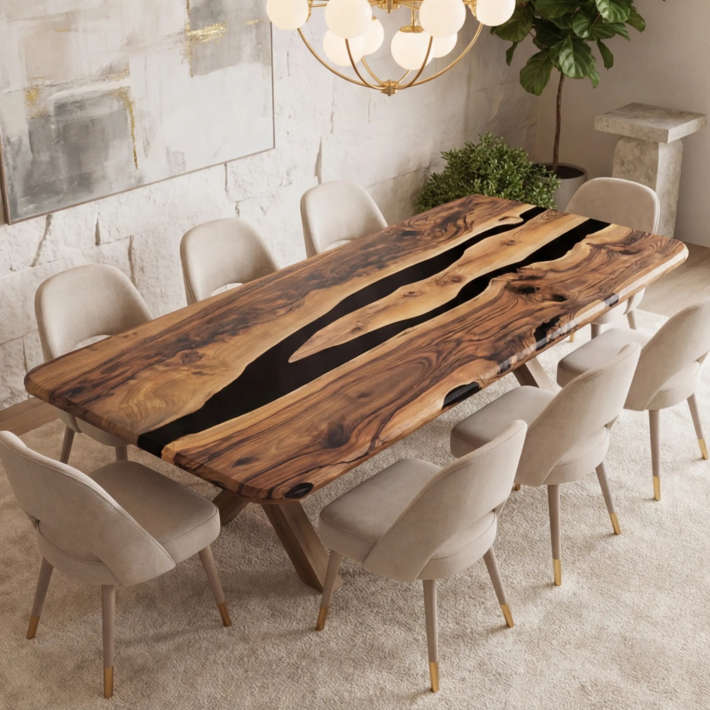 Custom Black Walnut Epoxy Resin River Table Black Resin ER-47 - image 1 | ThawHome