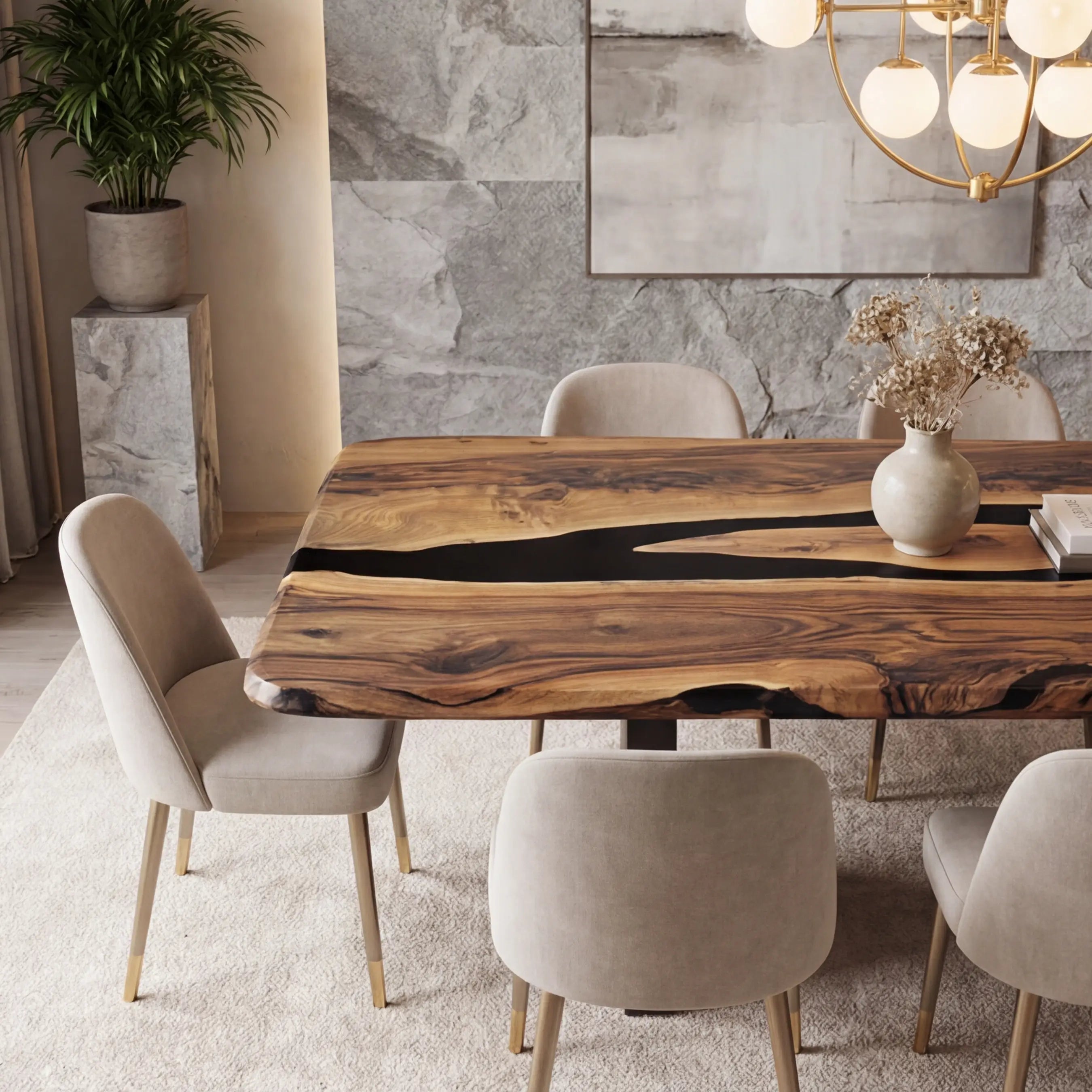 Custom Black Walnut Epoxy Resin River Table Black Resin ER-47 - image 4 | ThawHome