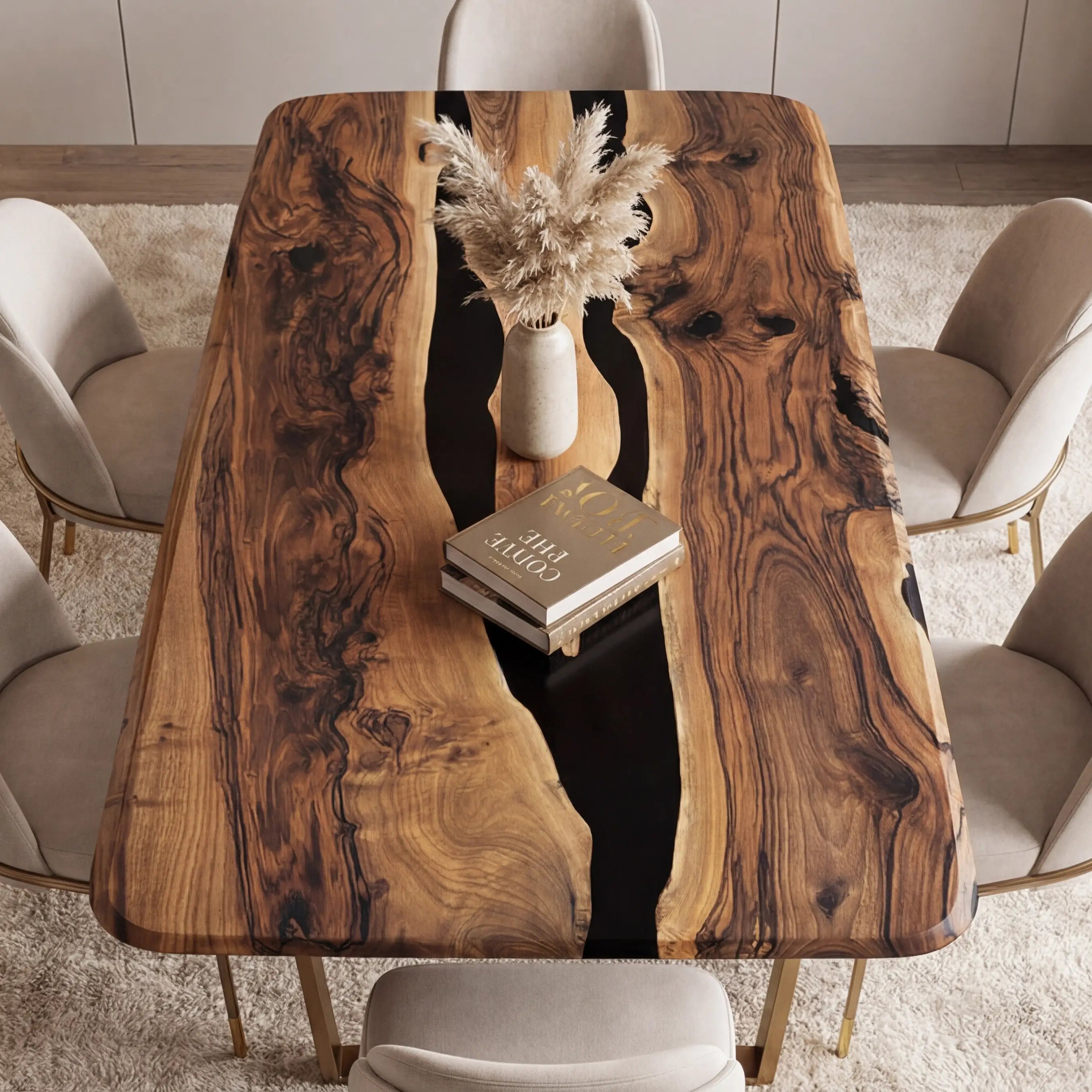 Custom Black Walnut Epoxy Resin River Table Black Resin ER-47 - image 2 | ThawHome