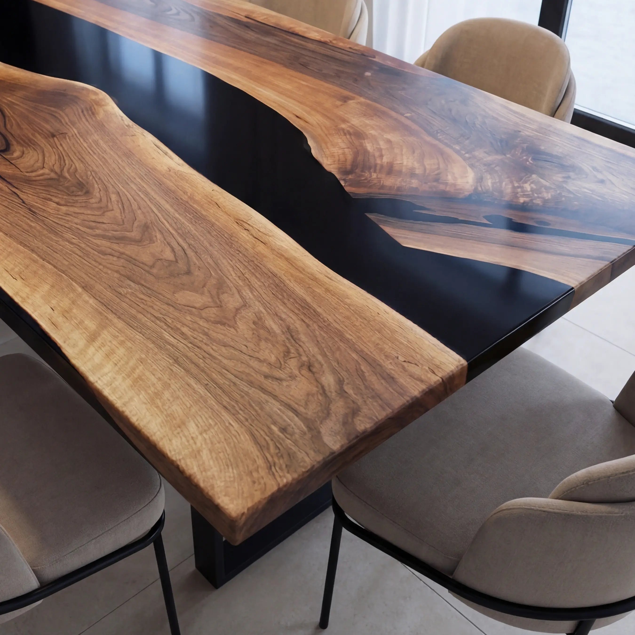 Custom Black Walnut Epoxy Resin River Table Black Resin ERD-37 - image 5 | ThawHome