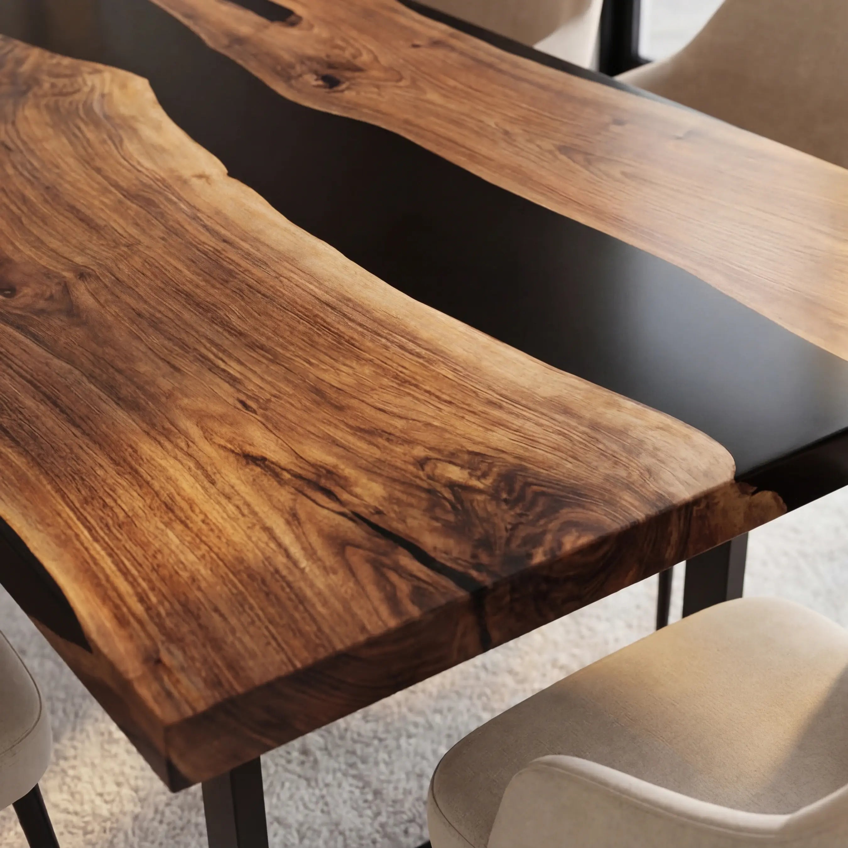 Custom Black Walnut Epoxy Resin River Table Black Resin ERT-48 - image 3 | ThawHome