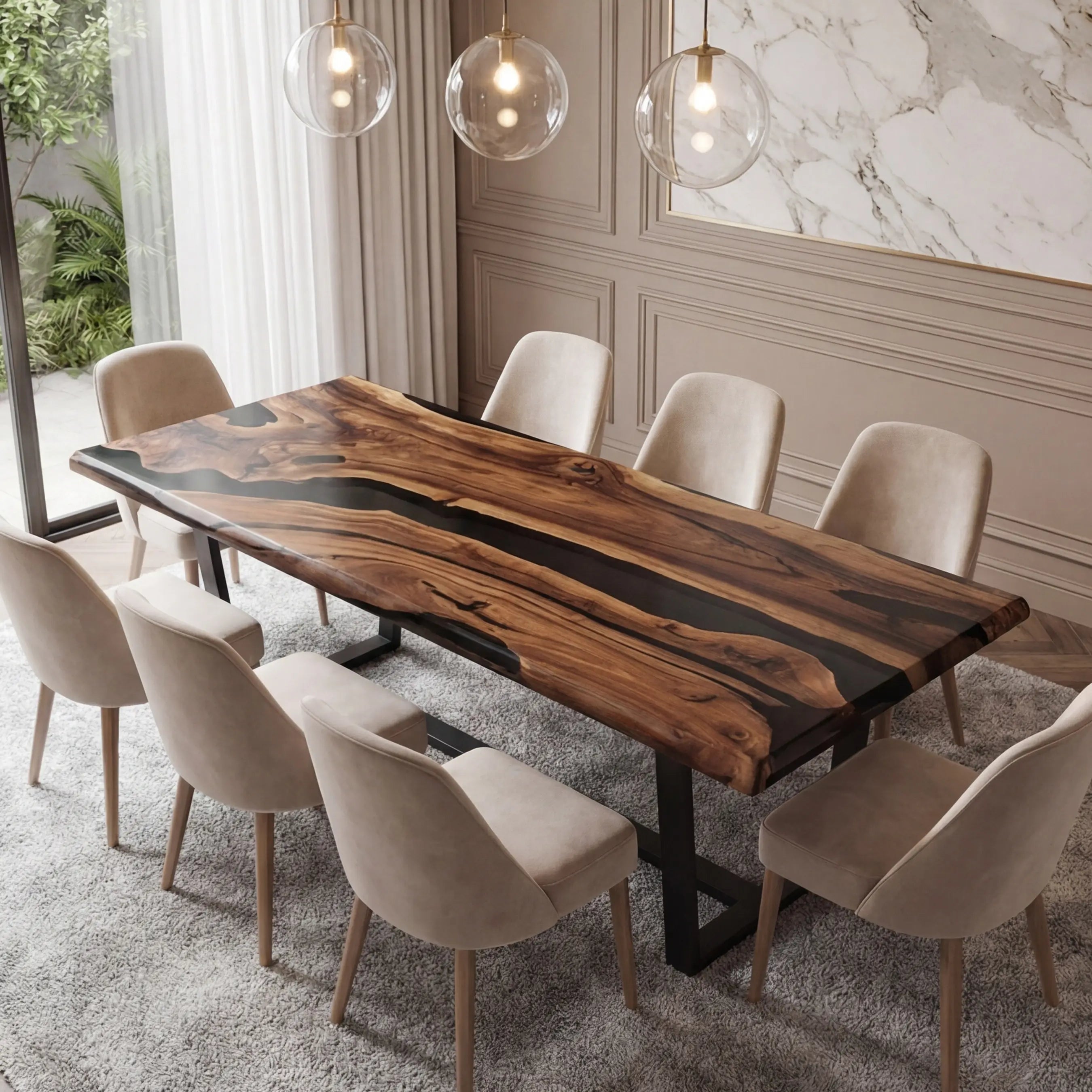 Custom Black Walnut Epoxy Resin River Table Black Resin ERT-50 - image 3 | ThawHome