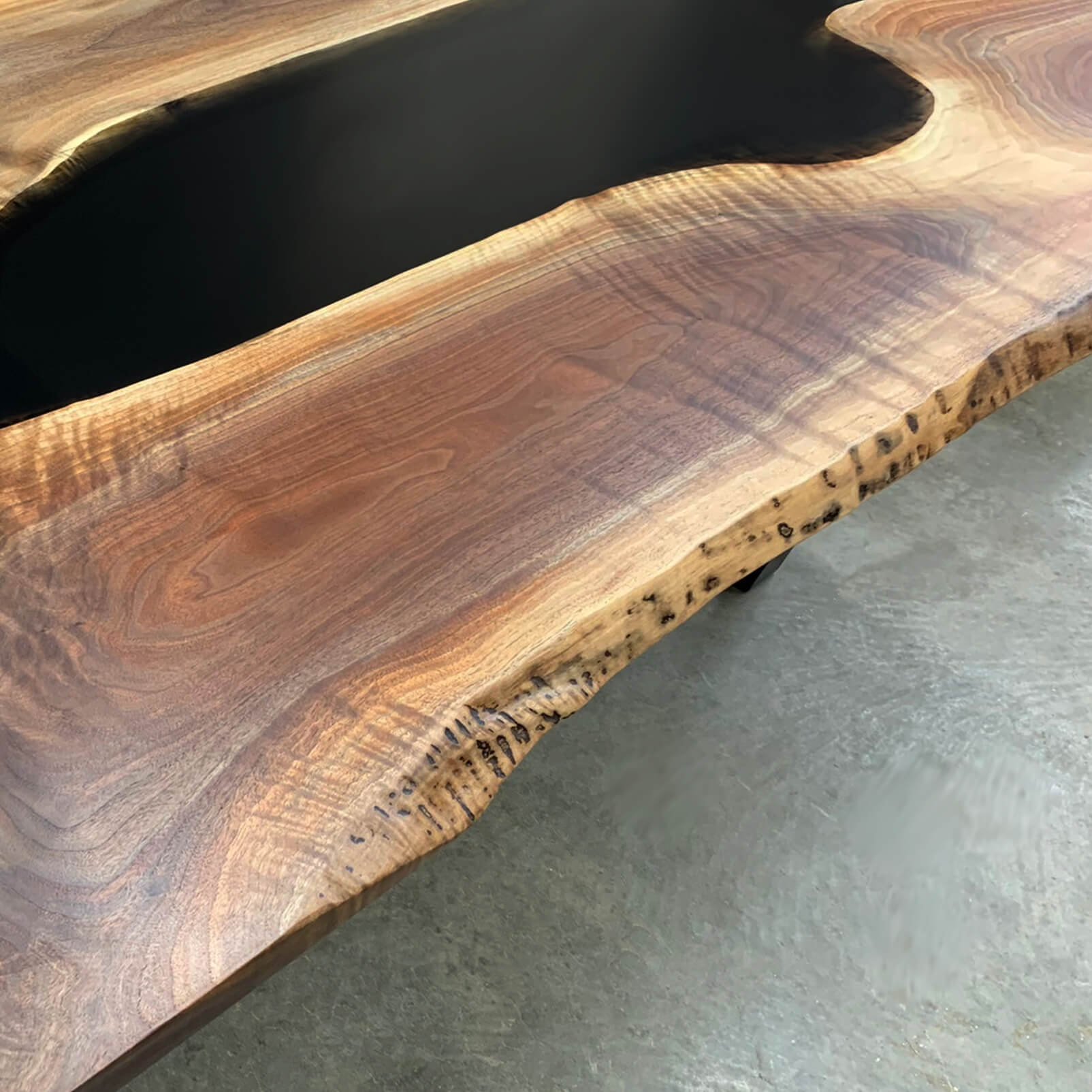 Custom Black Walnut Epoxy Resin River Table Black Resin ERT-83 - image 7 | ThawHome
