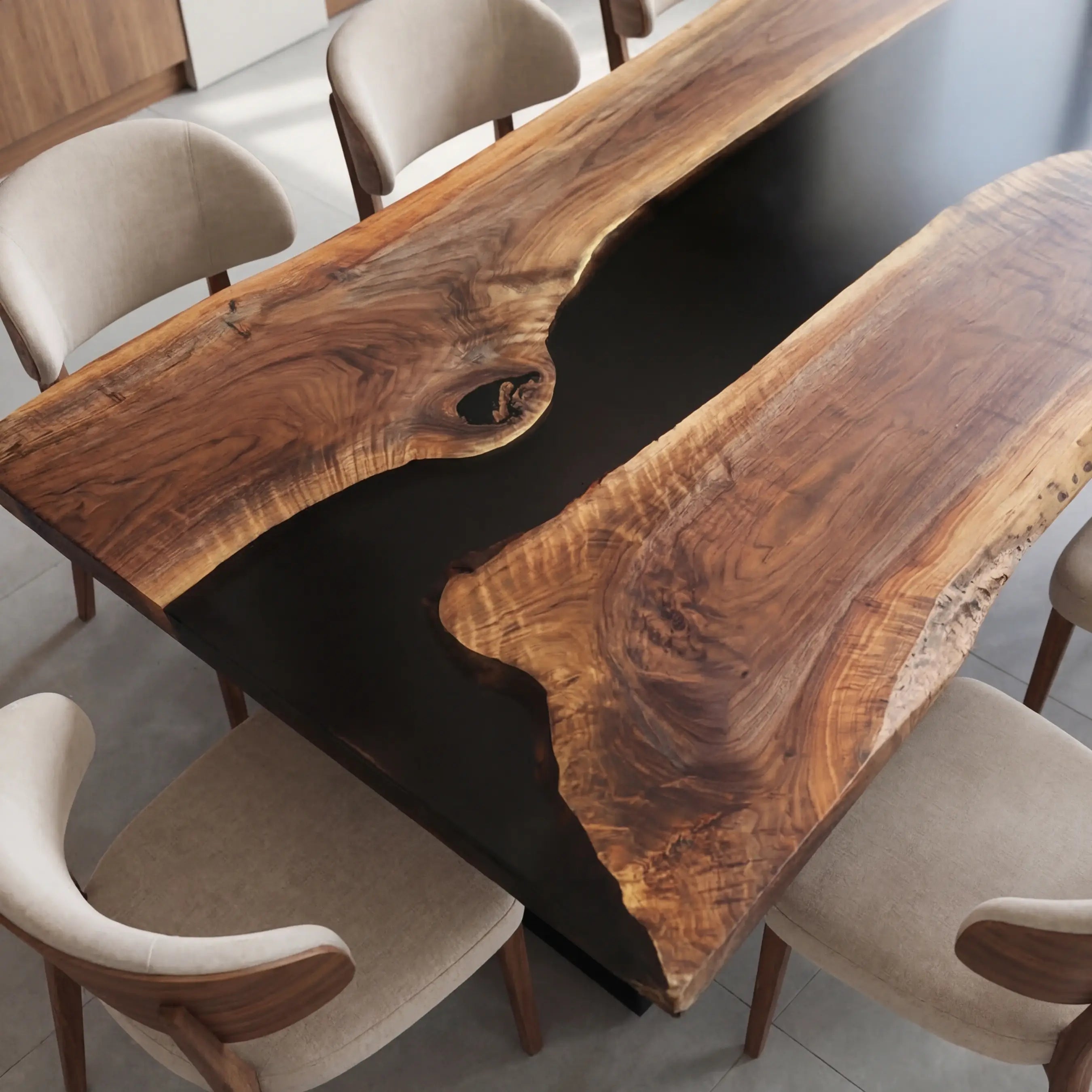 Custom Black Walnut Epoxy Resin River Table Black Resin ERT-83 - image 5 | ThawHome