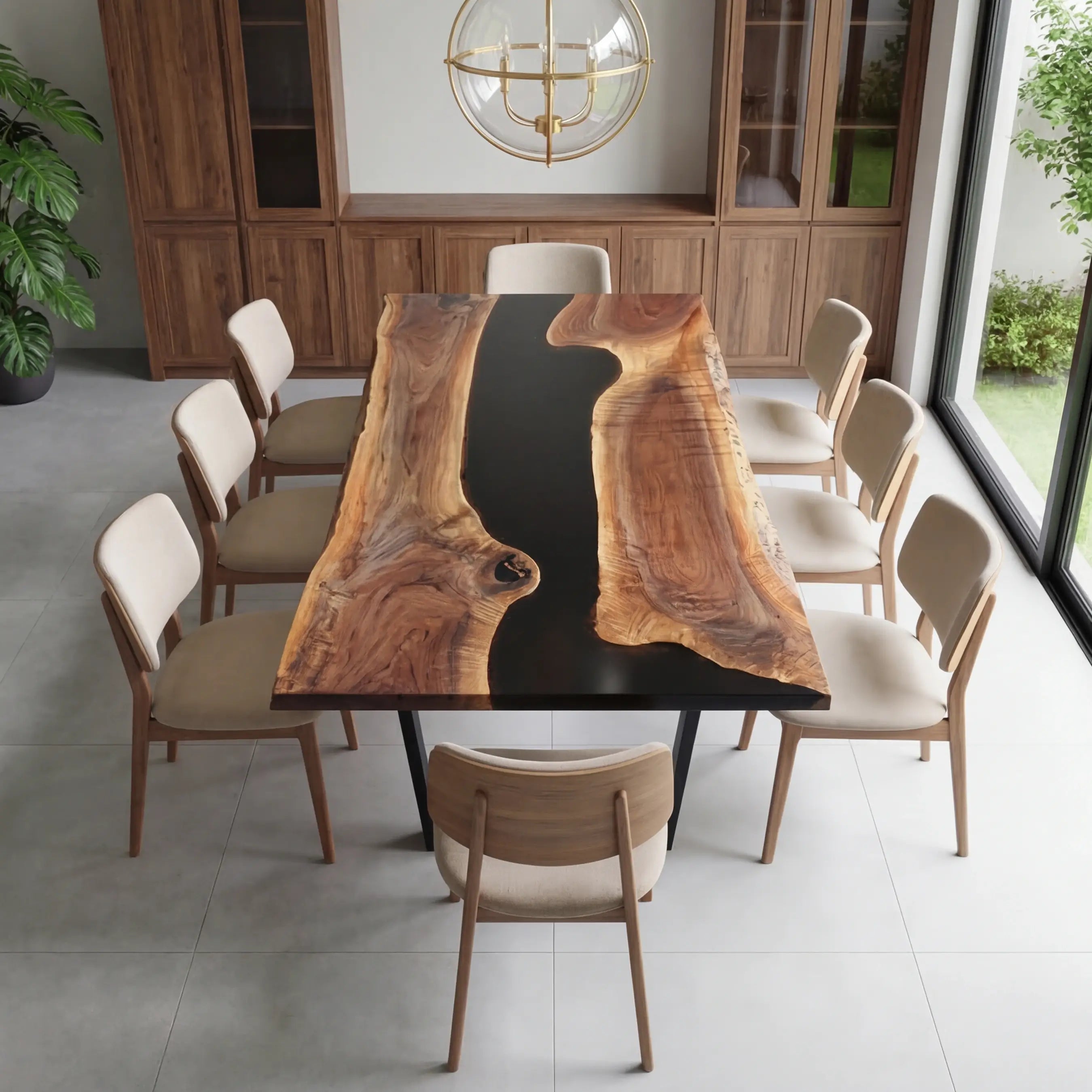 Custom Black Walnut Epoxy Resin River Table Black Resin ERT-83 - image 2 | ThawHome