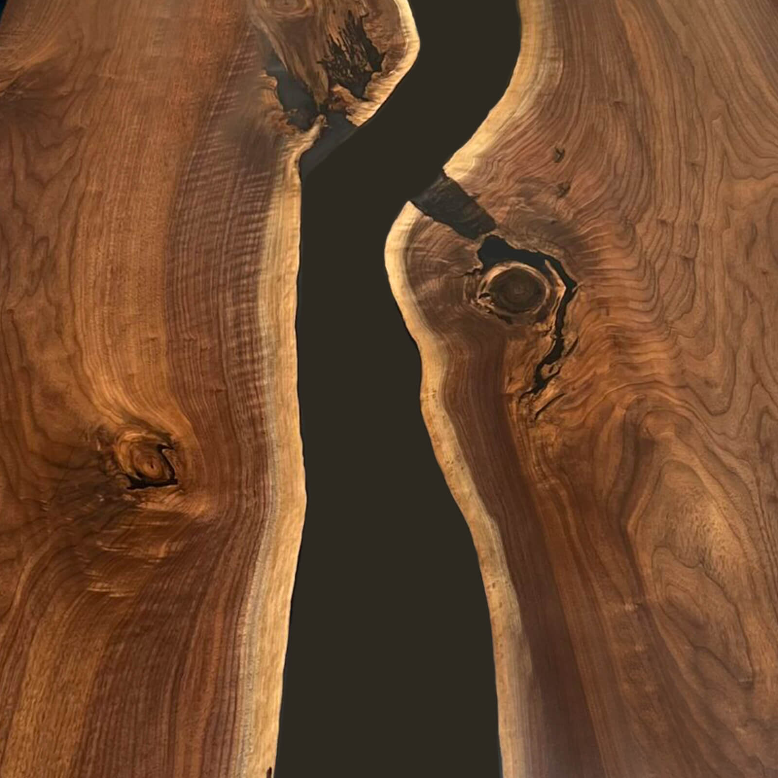 Custom Black Walnut Epoxy Resin River Table Black Resin FRT-93 - image 7 | ThawHome