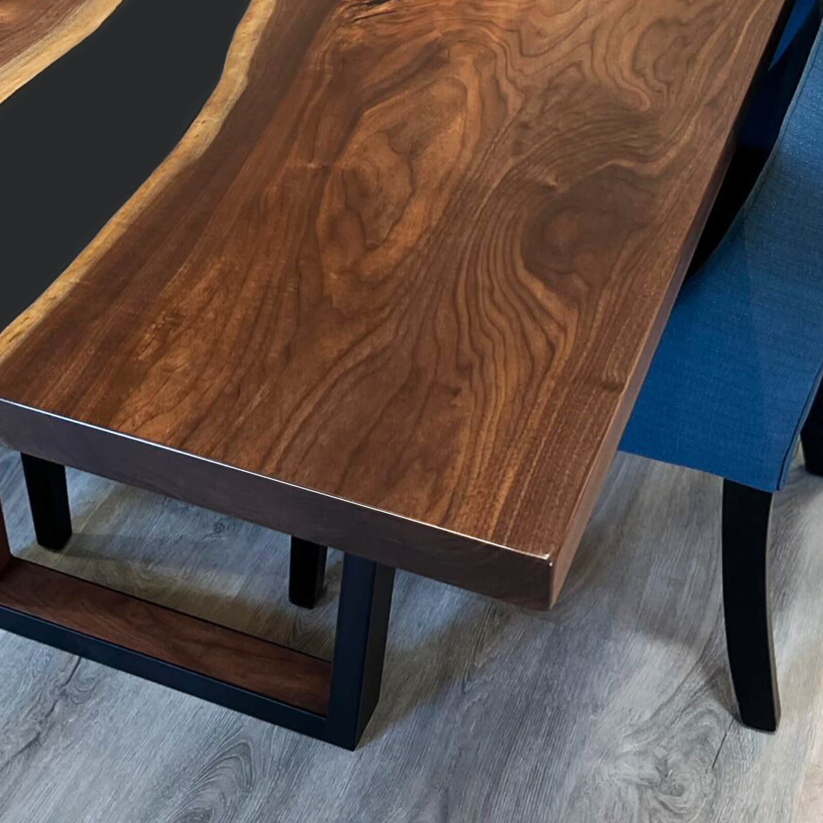 Custom Black Walnut Epoxy Resin River Table Black Resin FRT-93 - image 8 | ThawHome