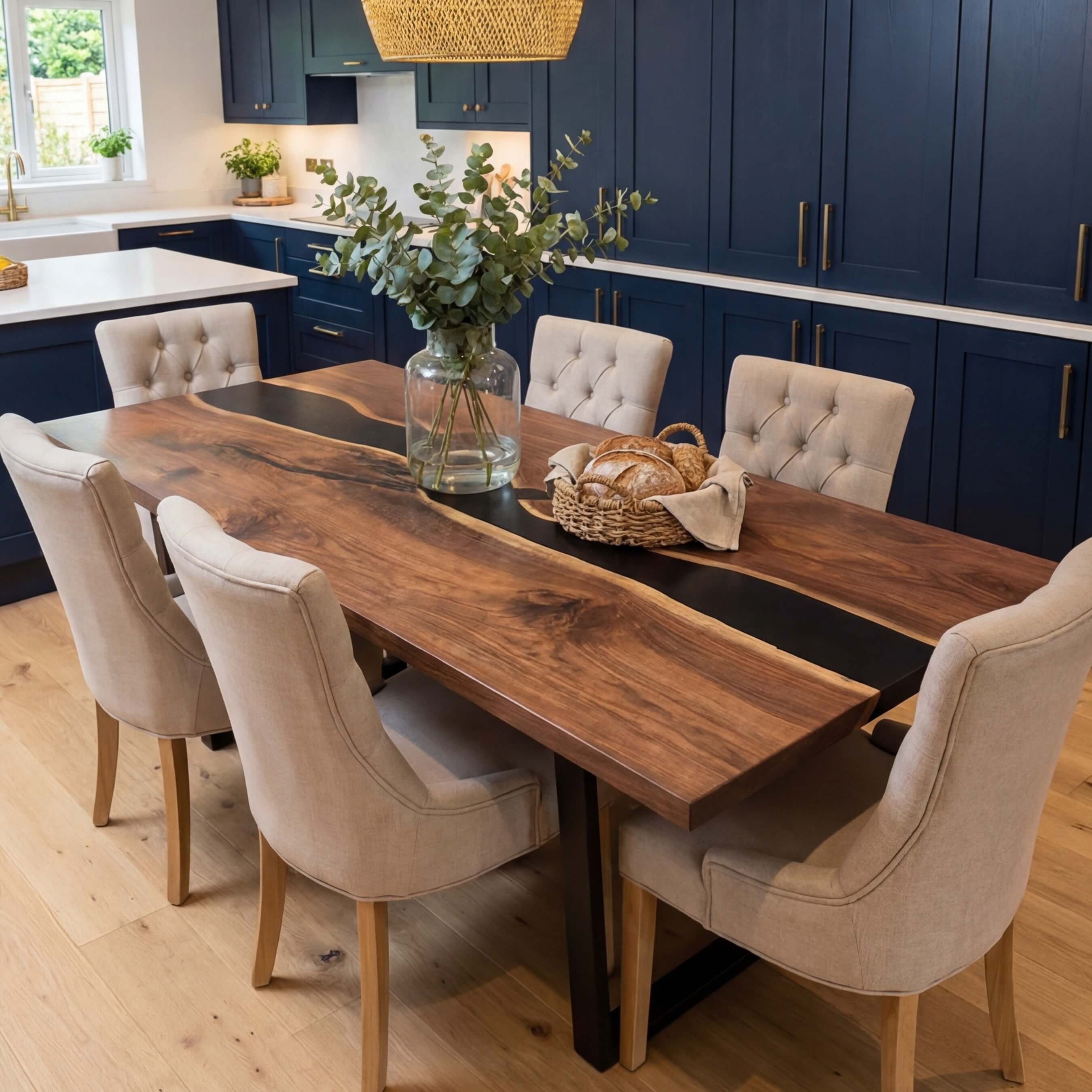 Custom Black Walnut Epoxy Resin River Table Black Resin FRT-93 - image 4 | ThawHome