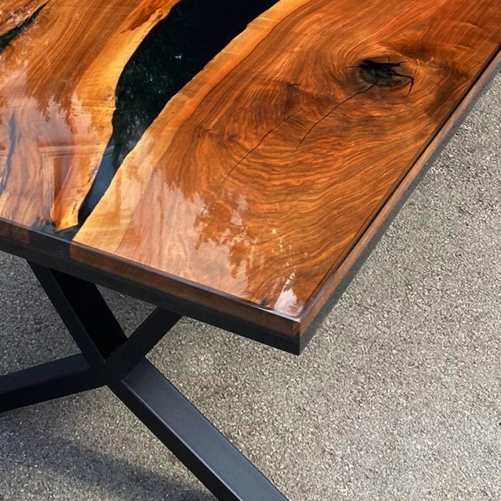 Custom Black Walnut Epoxy Resin River Table Black Resin ORT-35 - image 6 | ThawHome