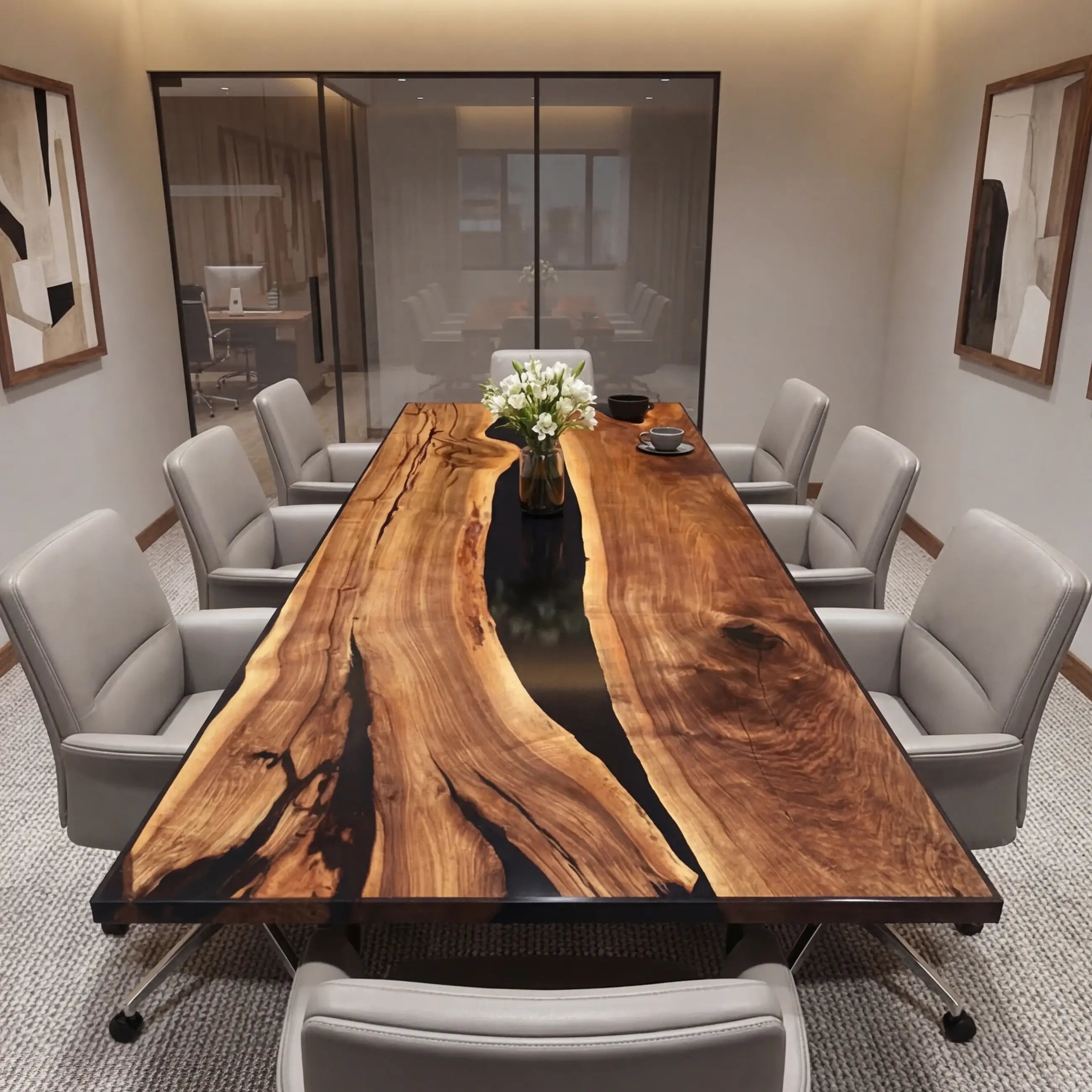 Custom Black Walnut Epoxy Resin River Table Black Resin ORT-35 - image 3 | ThawHome