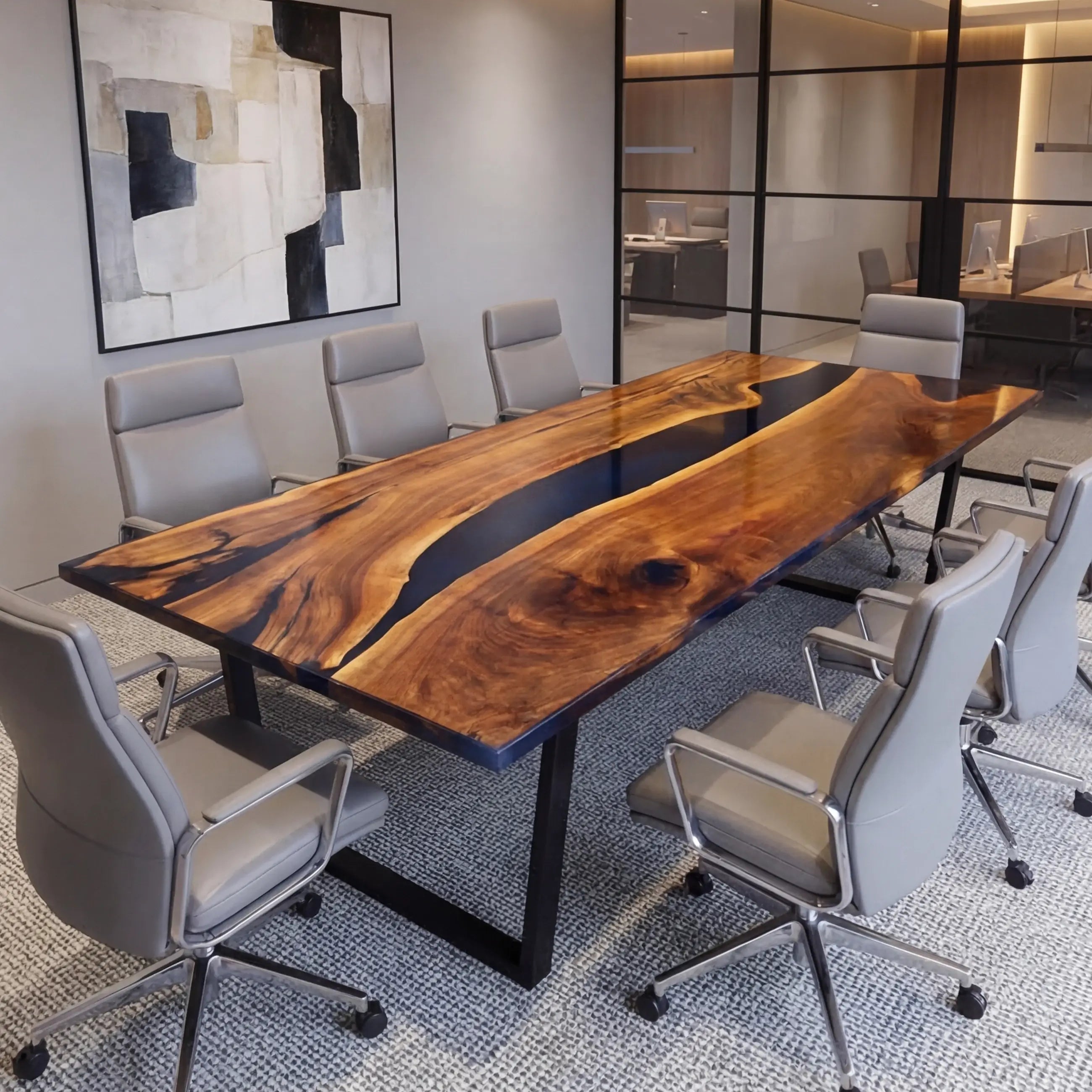 Custom Black Walnut Epoxy Resin River Table Black Resin ORT-35 - image 2 | ThawHome