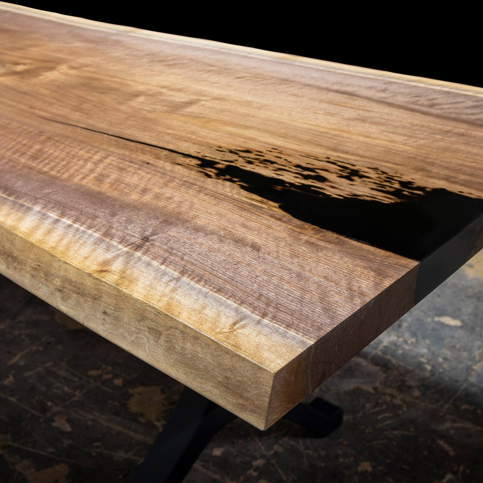 Custom Black Walnut Epoxy Resin River Table Black Resin ORT-52 - image 5 | ThawHome