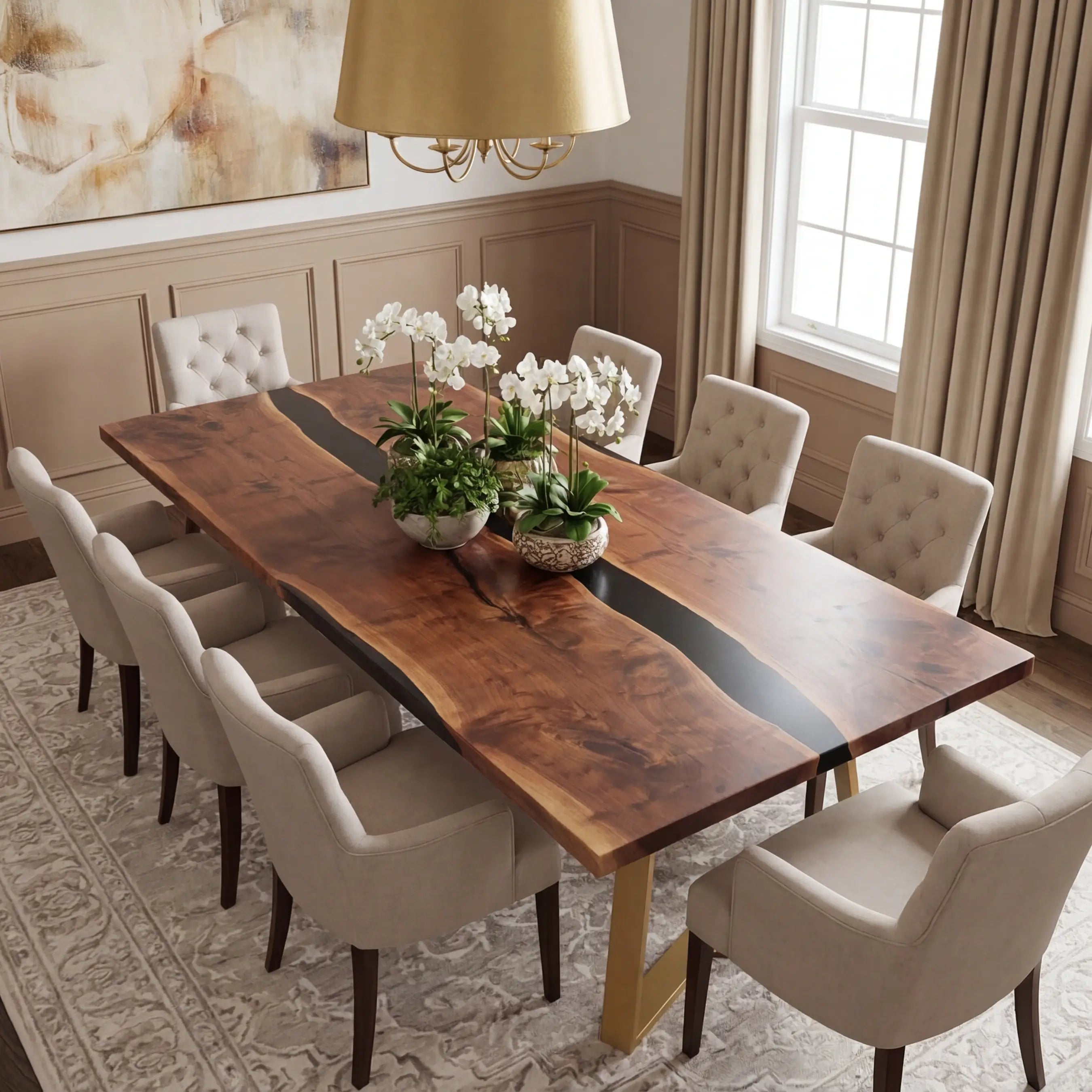 Custom Black Walnut Epoxy Resin River Table Black Resin ORT-57 - image 1 | ThawHome