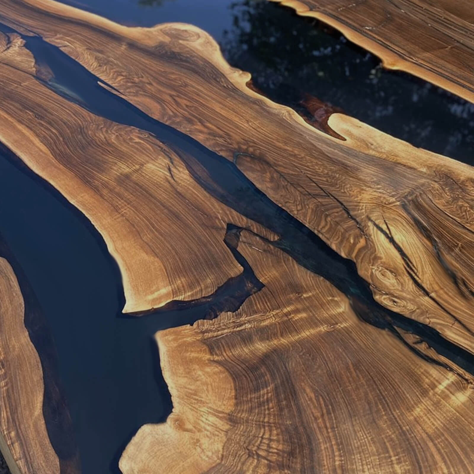 Custom Black Walnut Epoxy Resin River Table Black Resin ORT-58 - image 8 | ThawHome