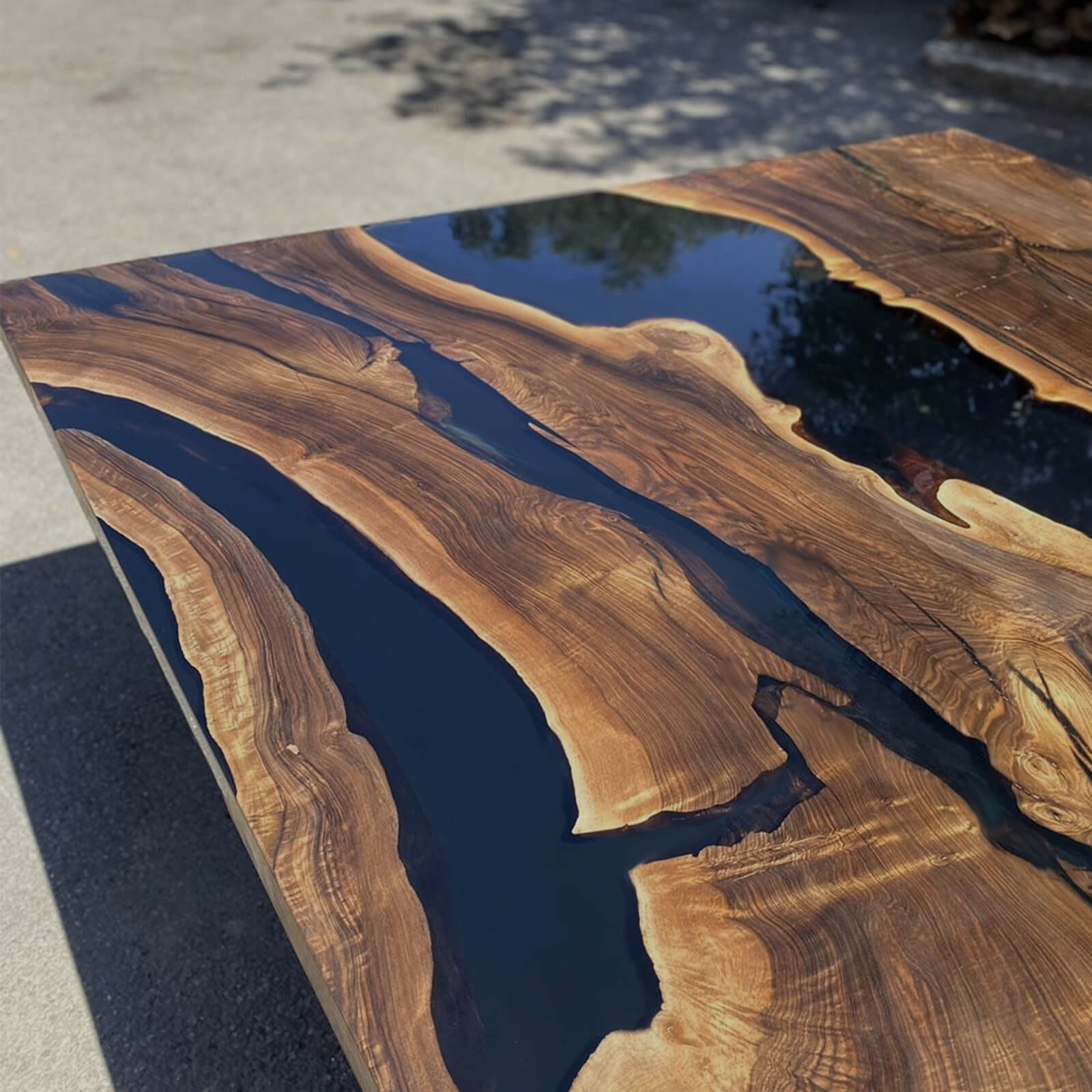 Custom Black Walnut Epoxy Resin River Table Black Resin ORT-58 - image 9 | ThawHome