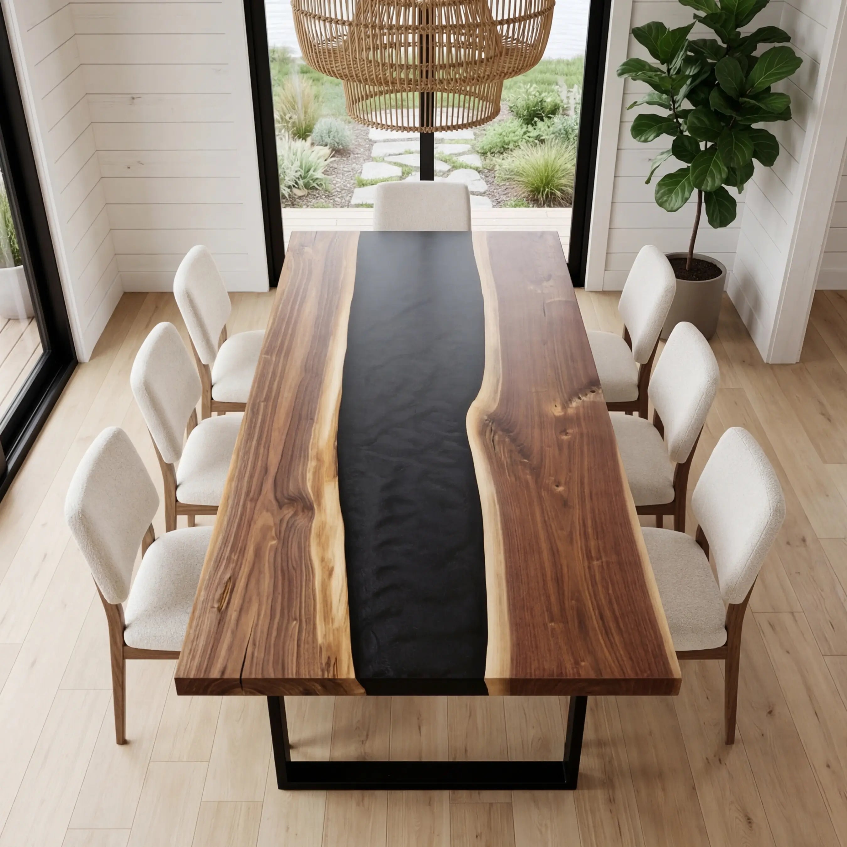 Custom Black Walnut Epoxy Resin River Table Black Resin ORT-79 - image 3 | ThawHome