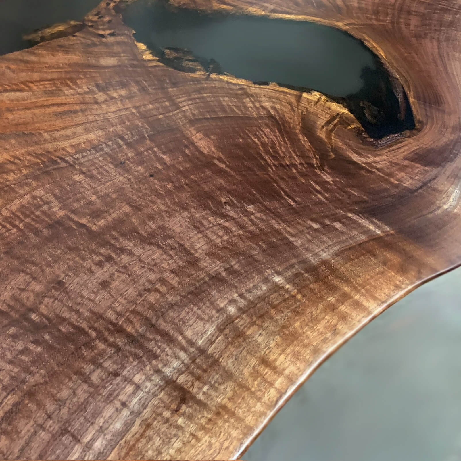 Custom Black Walnut Epoxy Resin River Table Black Resin ORT-92 - image 8 | ThawHome