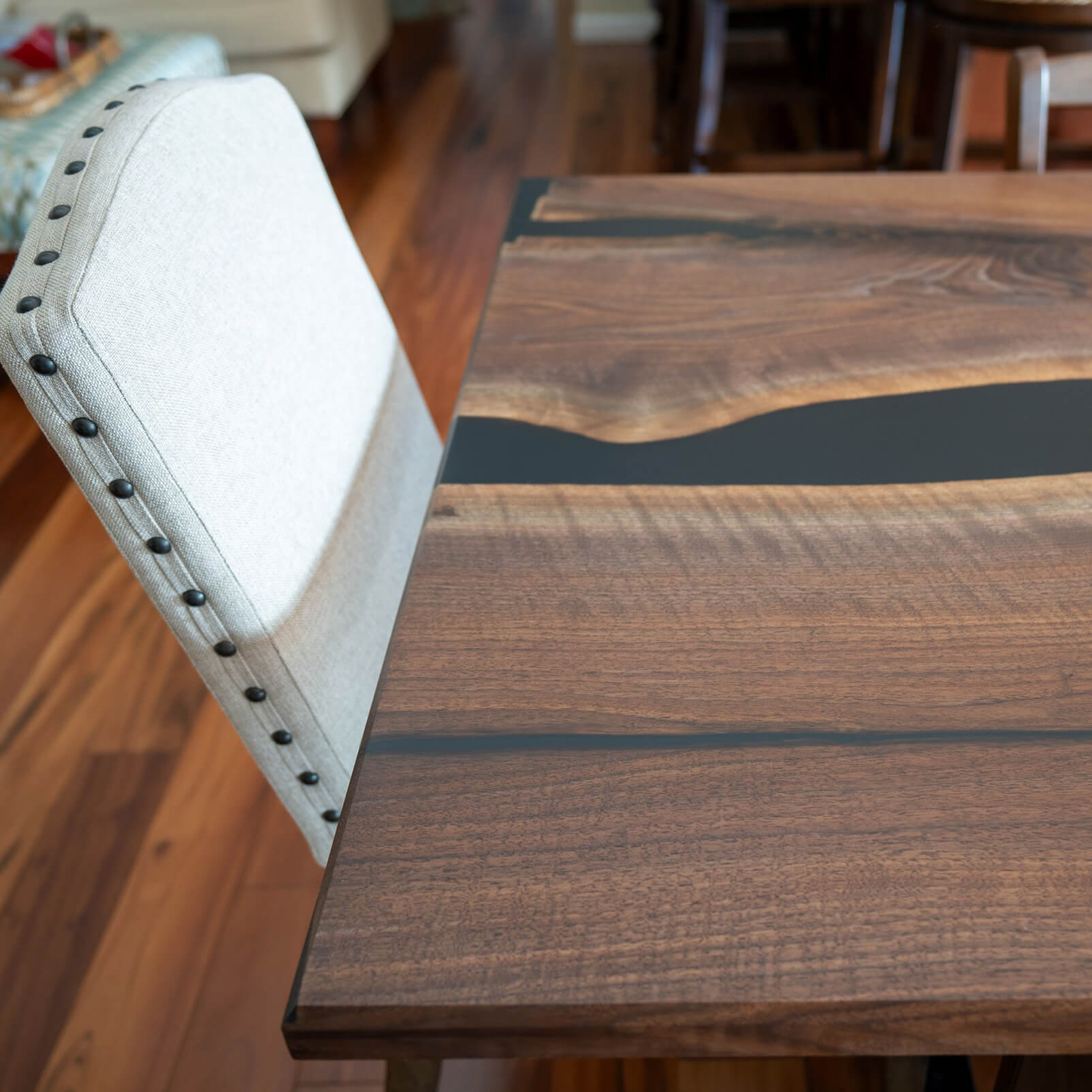 Custom Black Walnut Epoxy Resin River Table Black Resin QRT-75 - image 8 | ThawHome