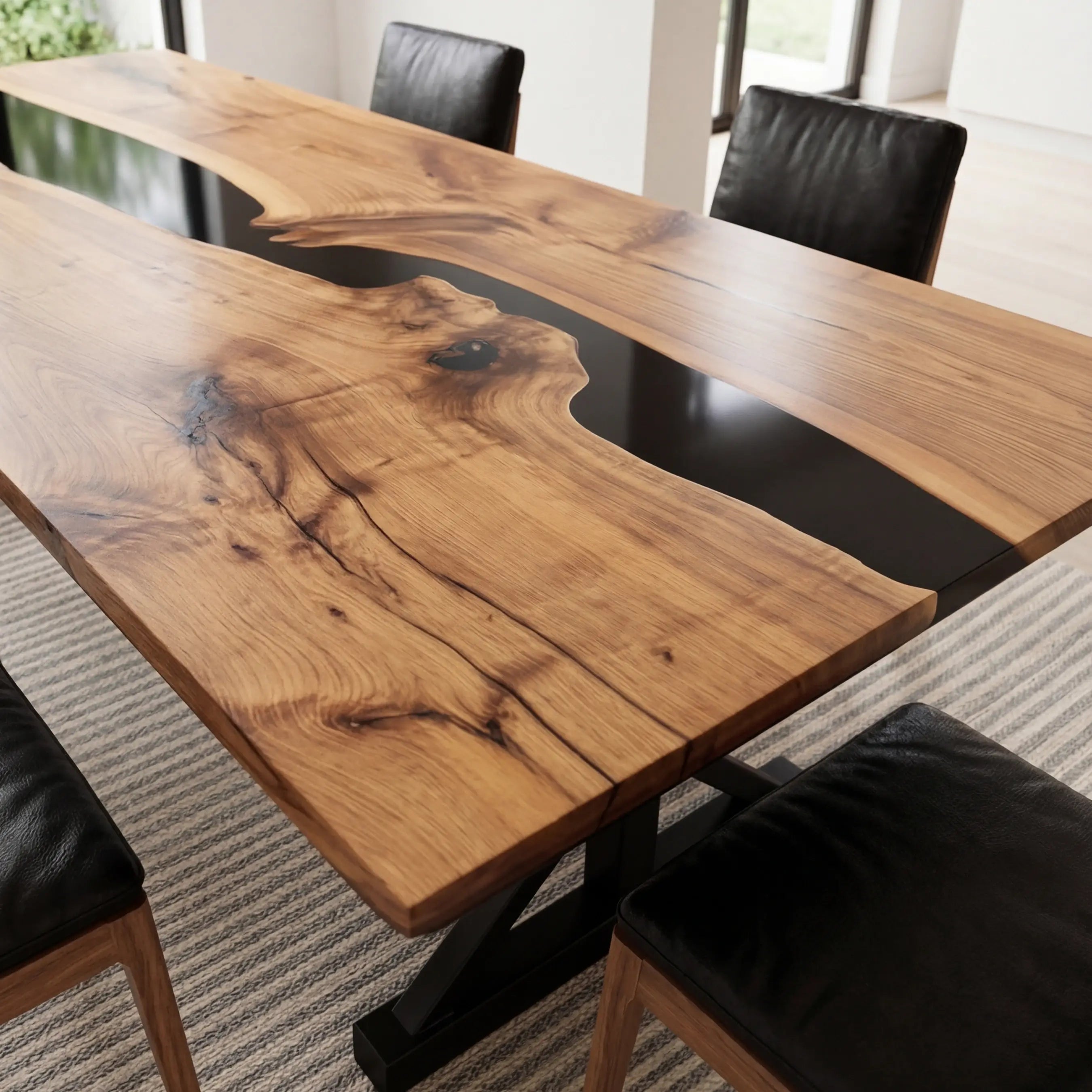 Custom Black Walnut Epoxy Resin River Table Black Resin QTR-28 - image 4 | ThawHome