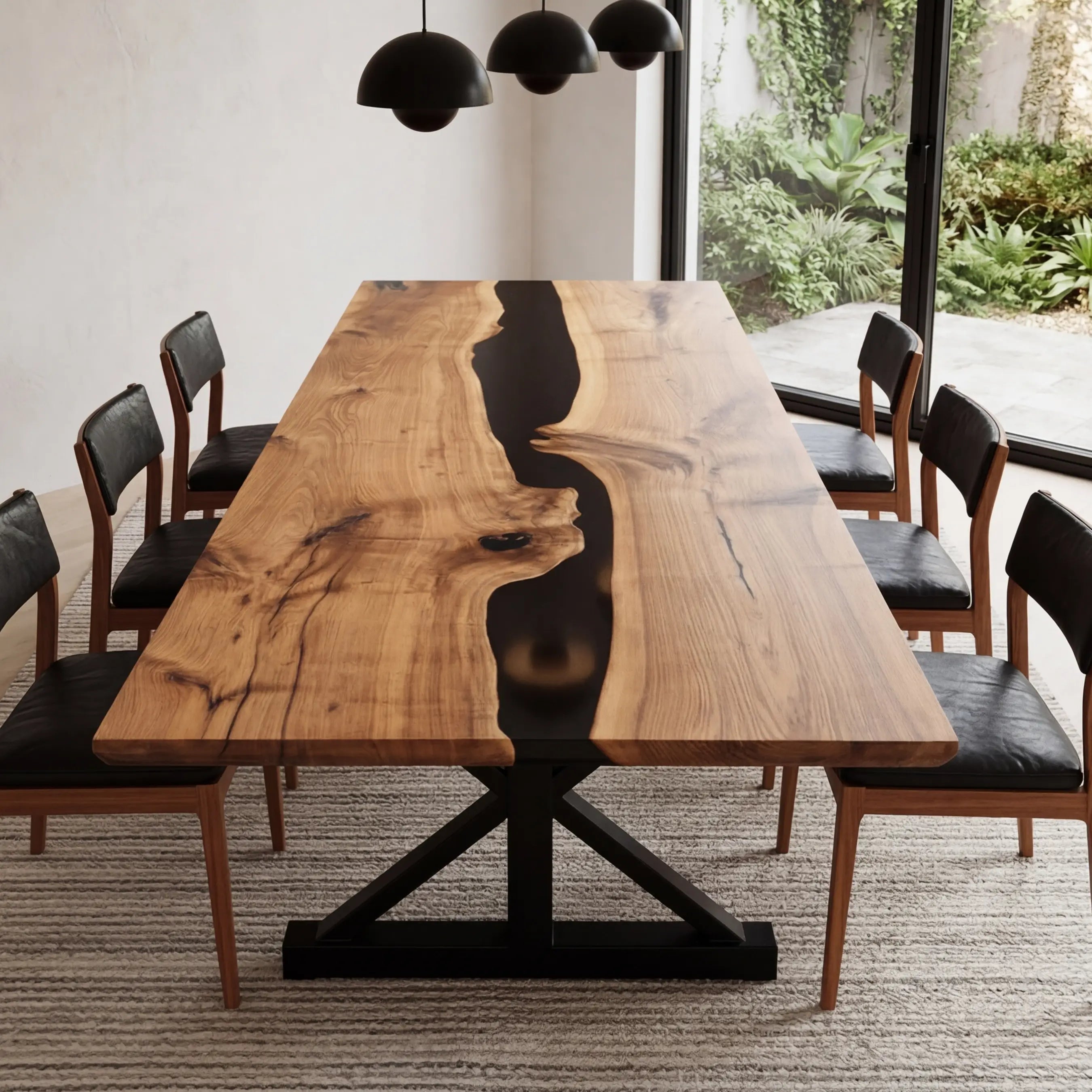 Custom Black Walnut Epoxy Resin River Table Black Resin QTR-28 - image 1 | ThawHome