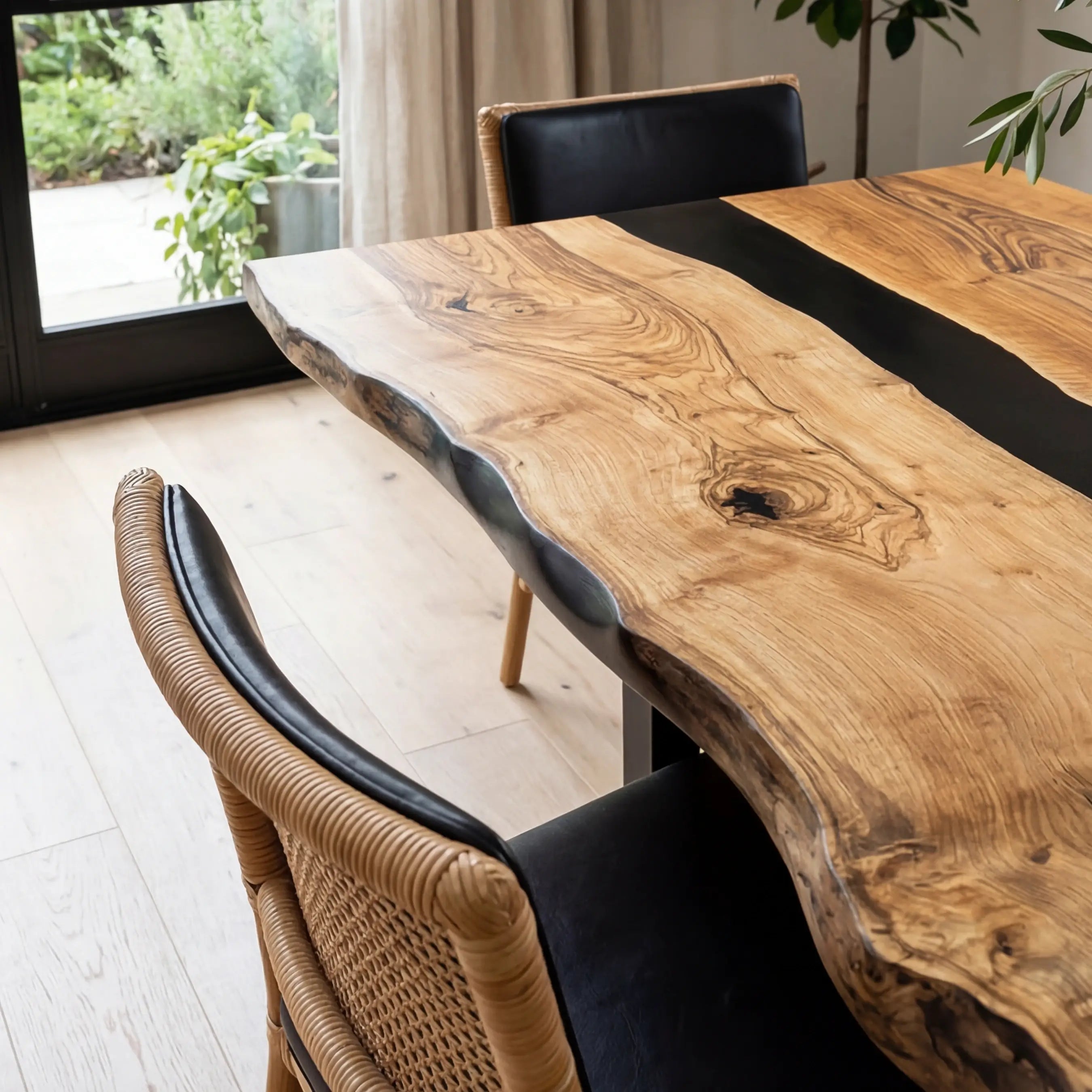 Custom Black Walnut Epoxy Resin River Table Black Resin QTX-82 - image 4 | ThawHome