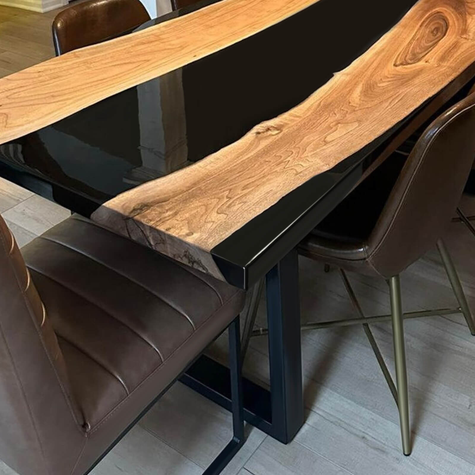 Custom Black Walnut Epoxy Resin River Table Black Resin RRT-73 - image 7 | ThawHome