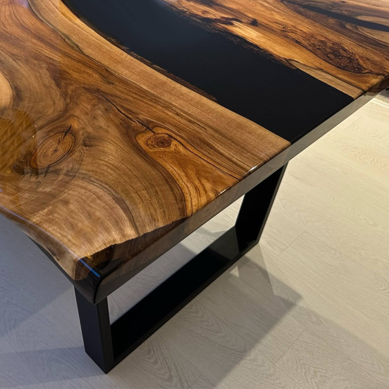 Custom Black Walnut Epoxy Resin River Table Black Resin VRT-92 - image 7 | ThawHome