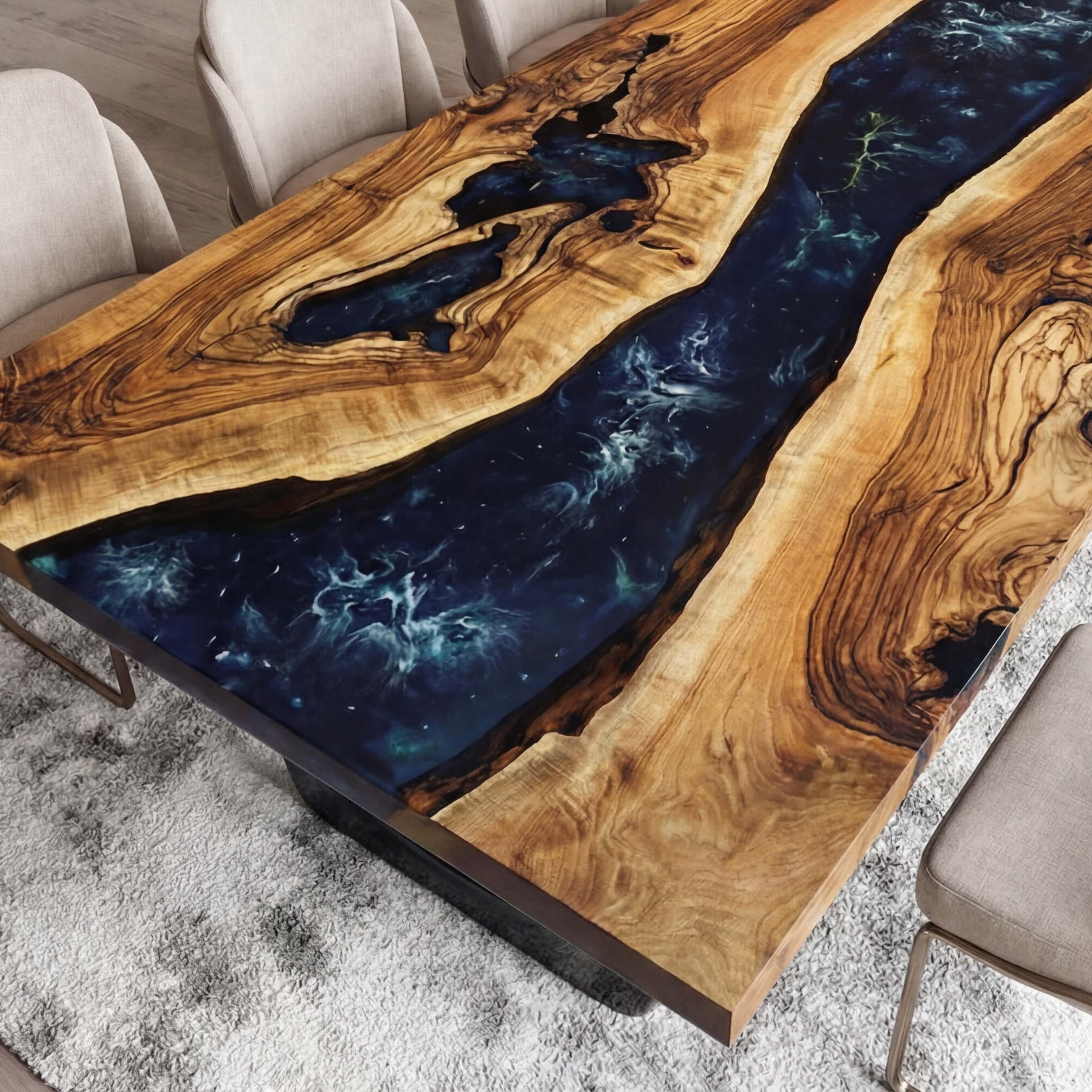 Custom Black Walnut Epoxy Resin River Table Black Resin WRT-57 - image 5 | ThawHome