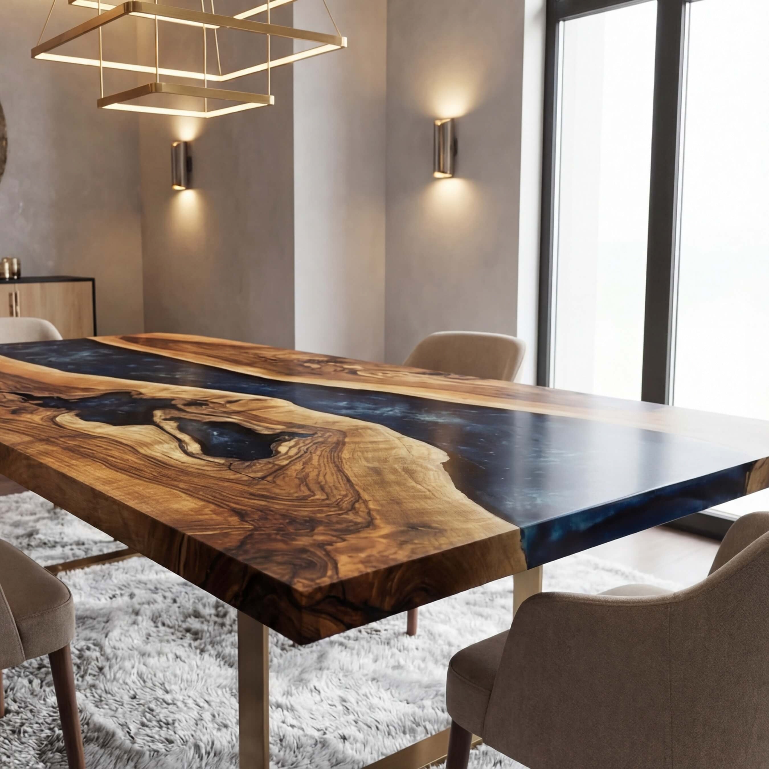 Custom Black Walnut Epoxy Resin River Table Black Resin WRT-57 - image 6 | ThawHome
