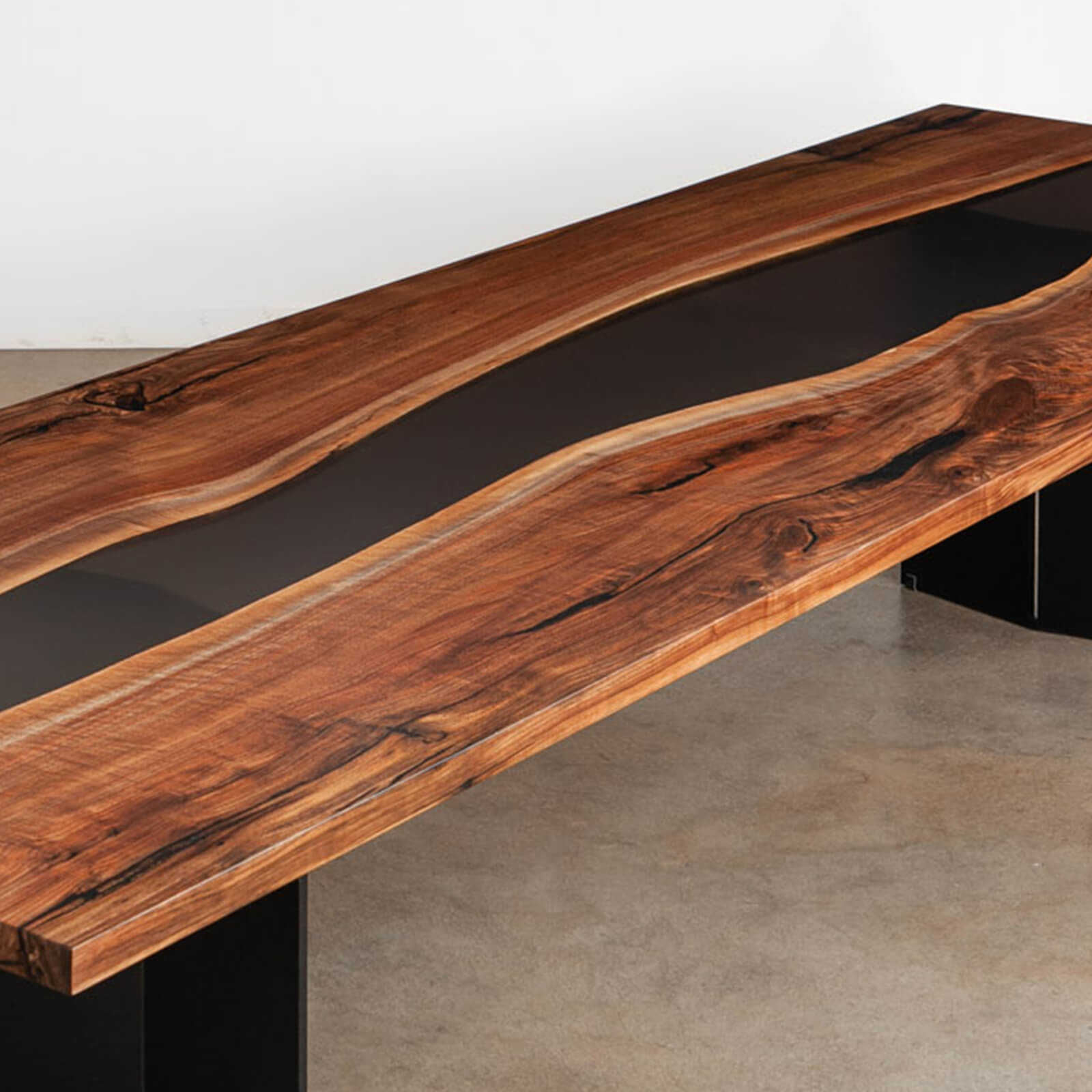 Custom Black Walnut Epoxy Resin River Table Black Resin ZER-42 - image 7 | ThawHome
