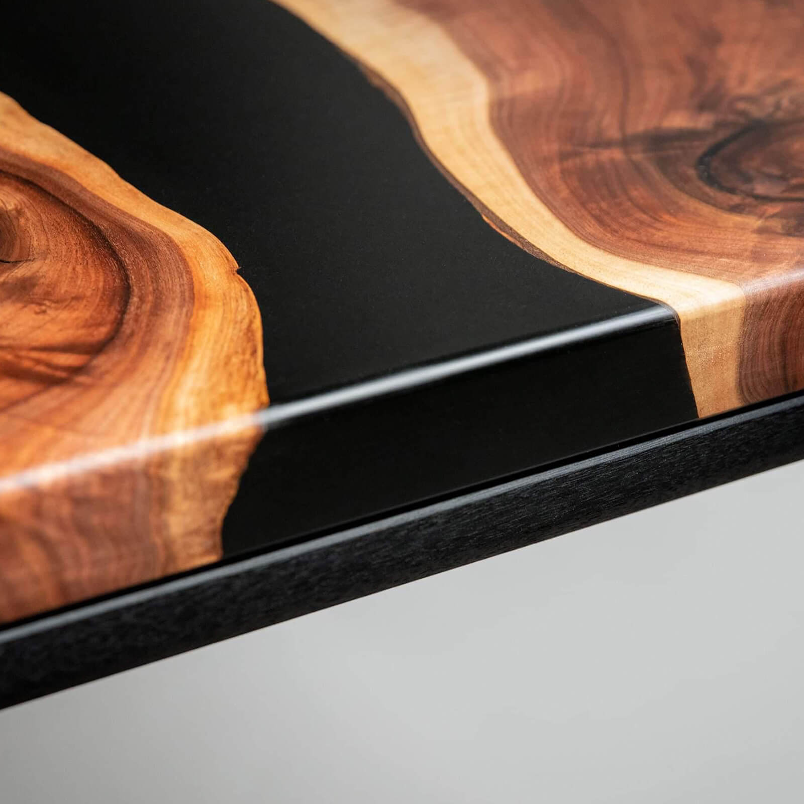 Custom Black Walnut Epoxy Resin River Table Black Resin ZLR-39 - image 6 | ThawHome