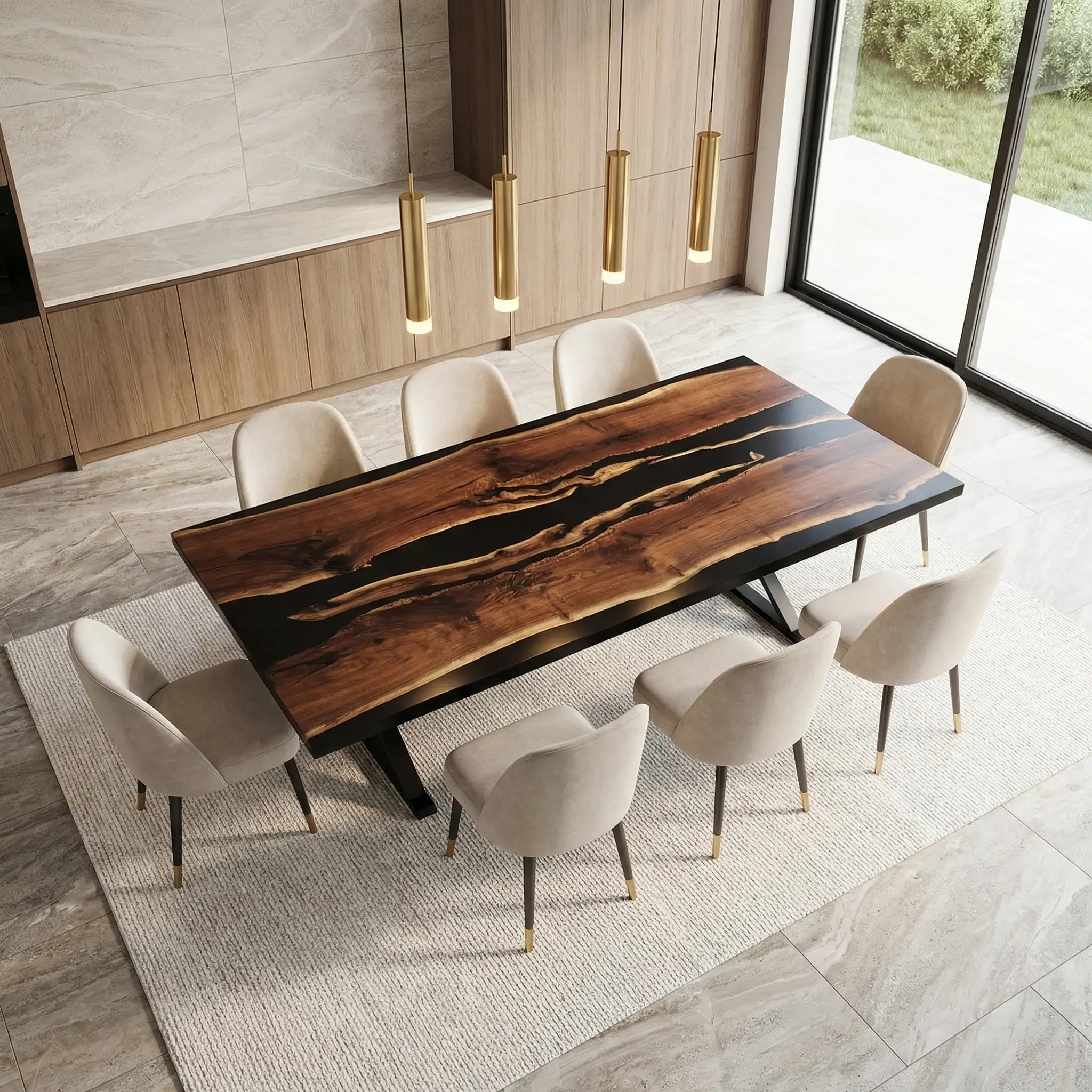 Custom Black Walnut Epoxy Resin River Table Black Resin ZLT-52 - image 2 | ThawHome
