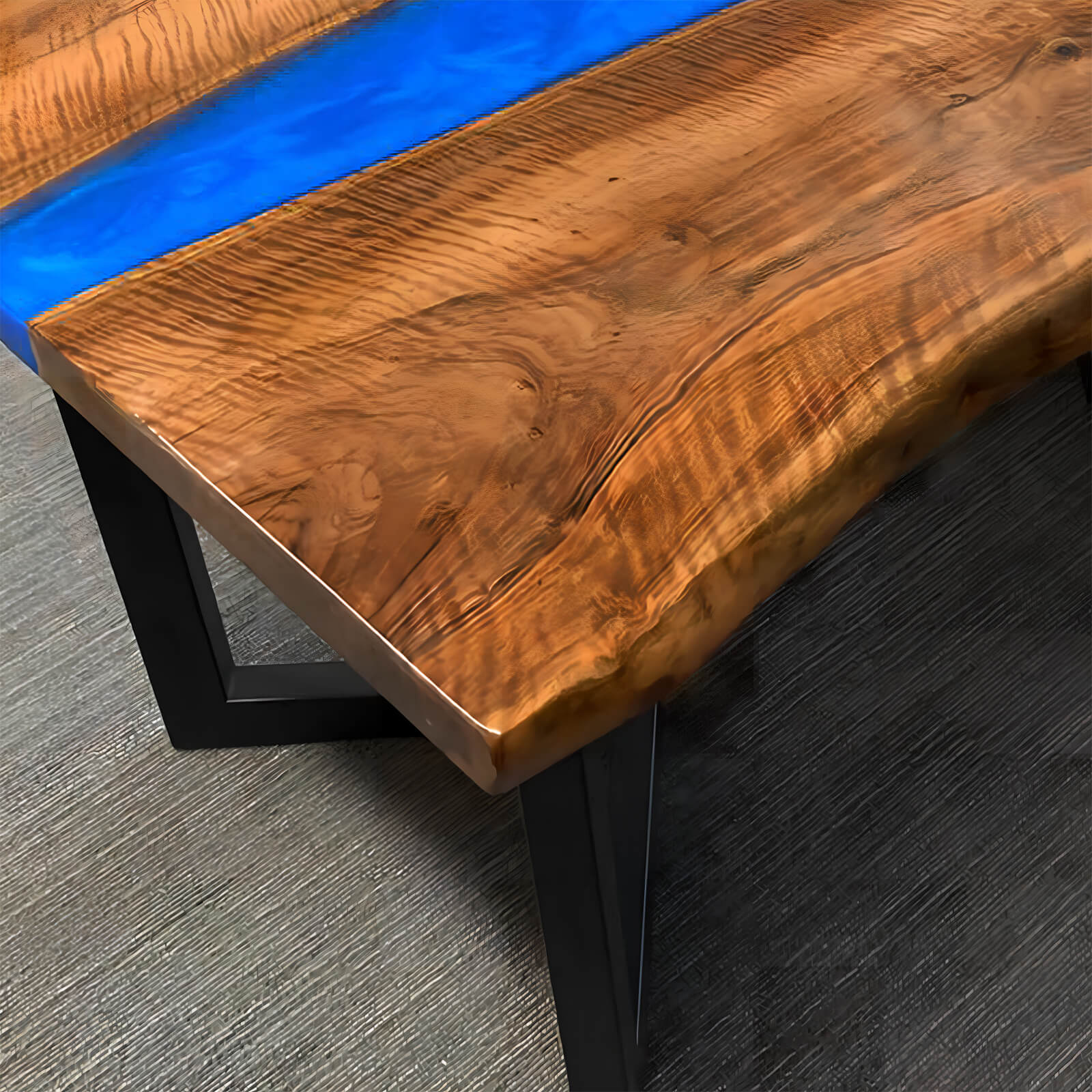 Custom Black Walnut Epoxy Resin River Table Blue Resin HRT-52 - image 6 | ThawHome