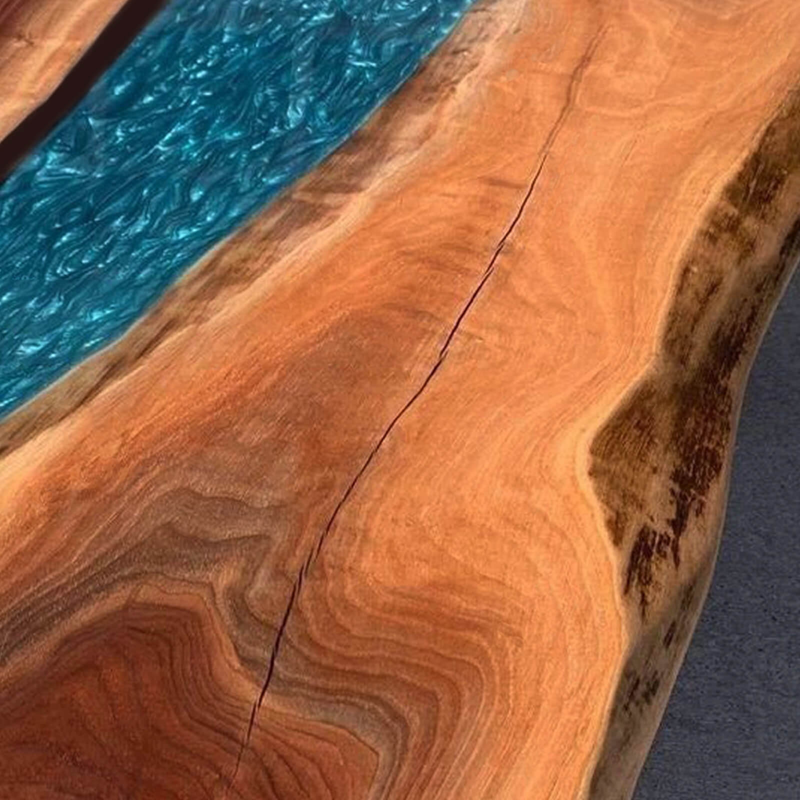 Custom Black Walnut Epoxy Resin River Table Blue Resin JKT-82 - image 7 | ThawHome