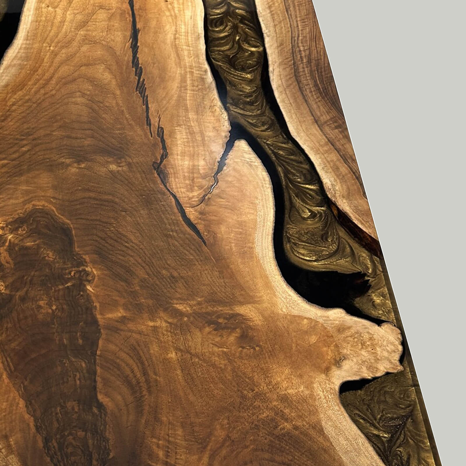 Custom Black Walnut Epoxy Resin River Table Gold QLT-57 - image 6 | ThawHome