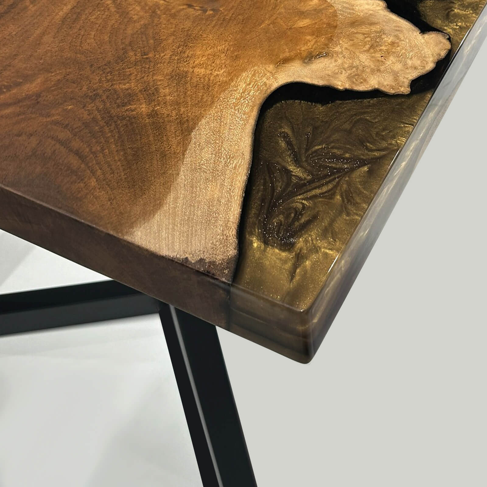Custom Black Walnut Epoxy Resin River Table Gold QLT-57 - image 7 | ThawHome