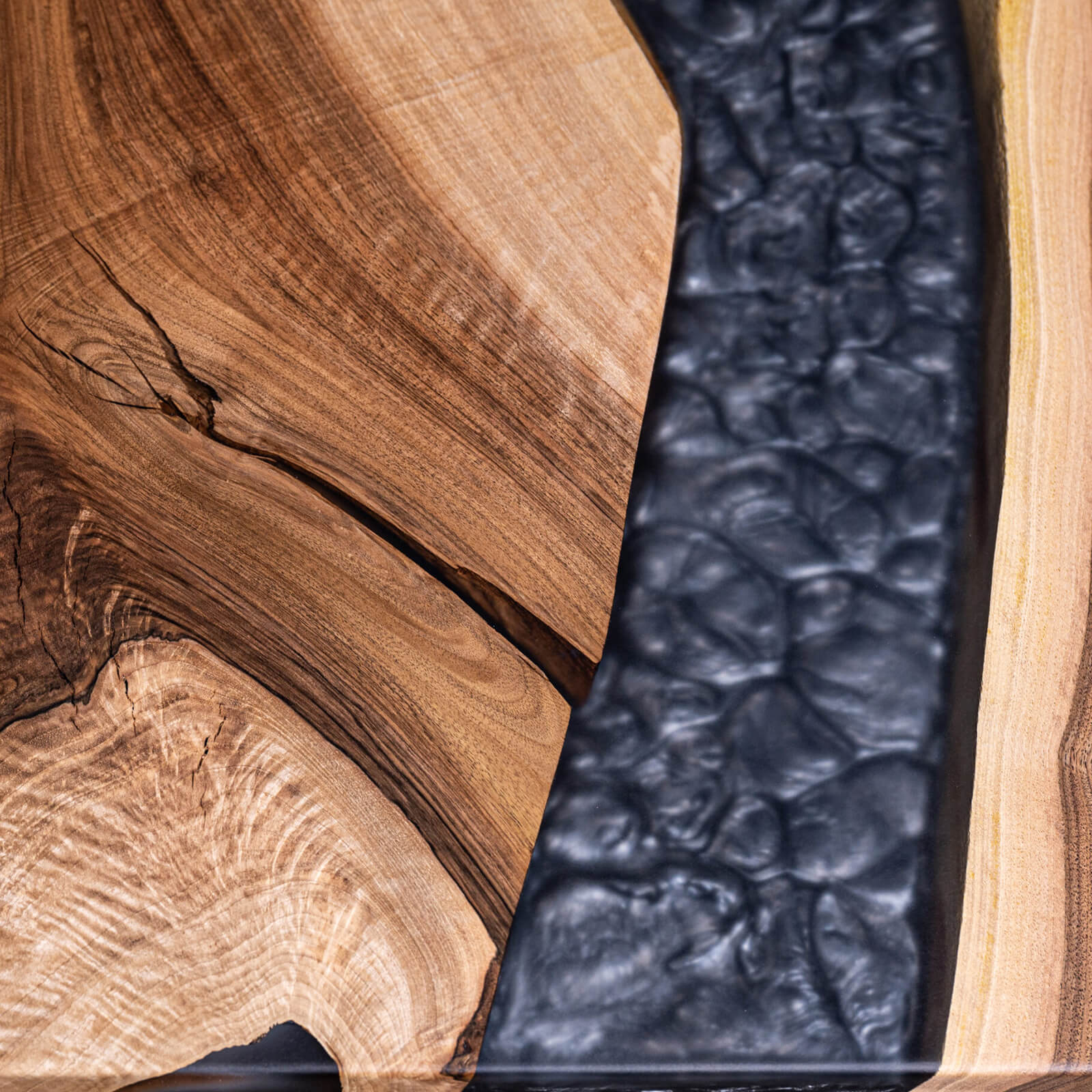 Custom Black Walnut Epoxy Resin River Table Gray Resin XTR-45 - image 7 | ThawHome