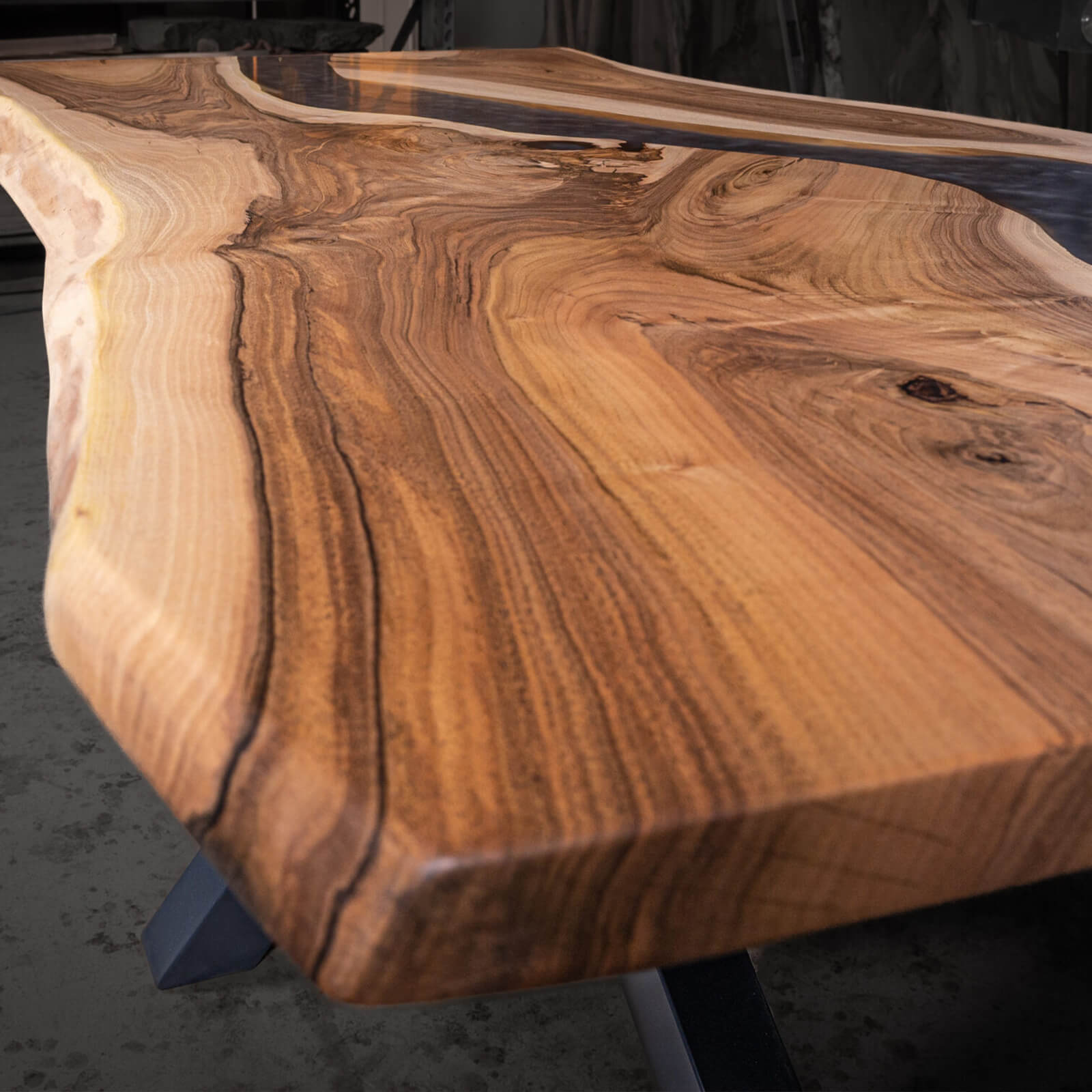Custom Black Walnut Epoxy Resin River Table Gray Resin XTR-45 - image 8 | ThawHome