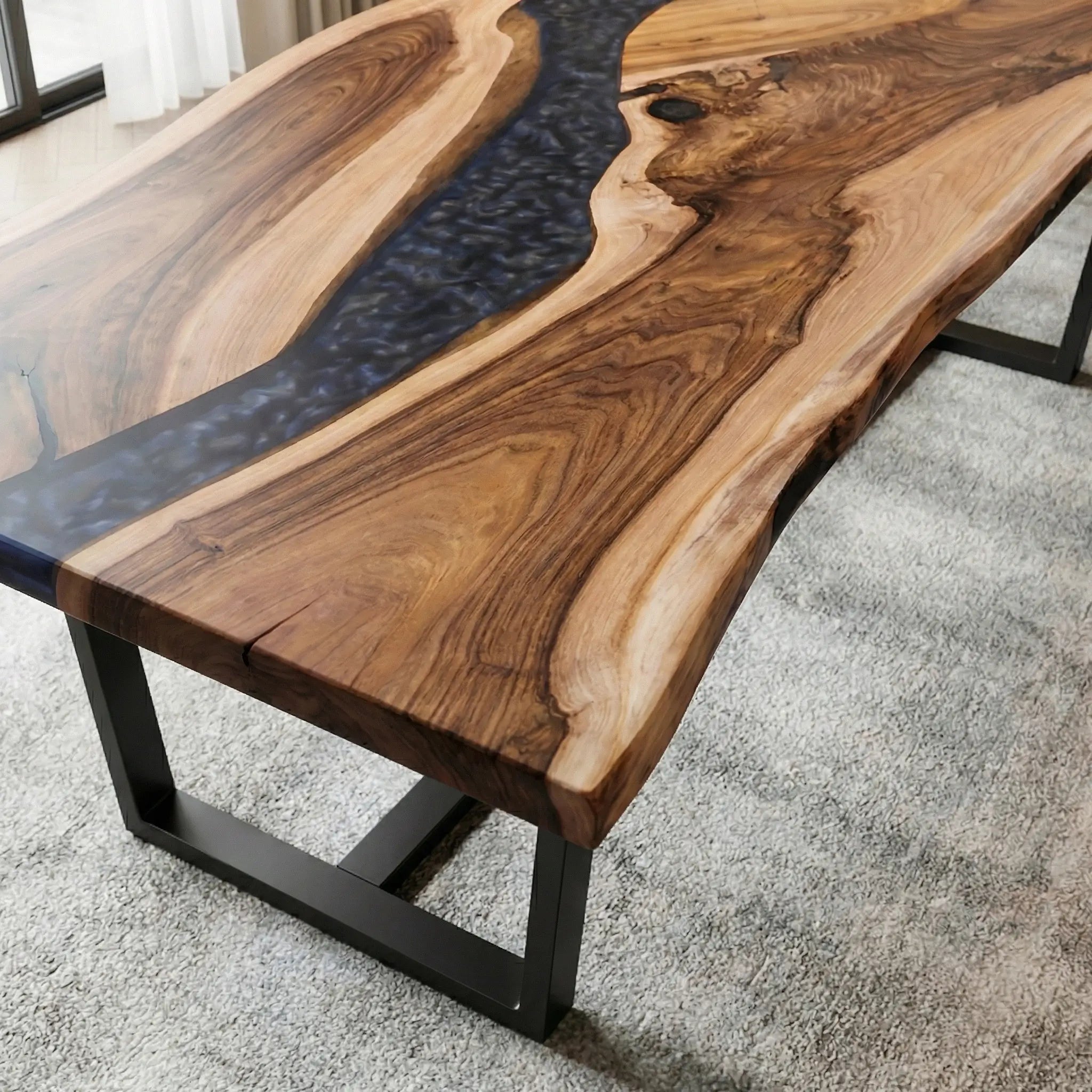 Custom Black Walnut Epoxy Resin River Table Gray Resin XTR-45 - image 5 | ThawHome