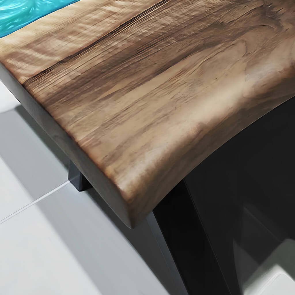 Custom Black Walnut Epoxy Resin River Table Pearl Green TRT-58 - image 6 | ThawHome