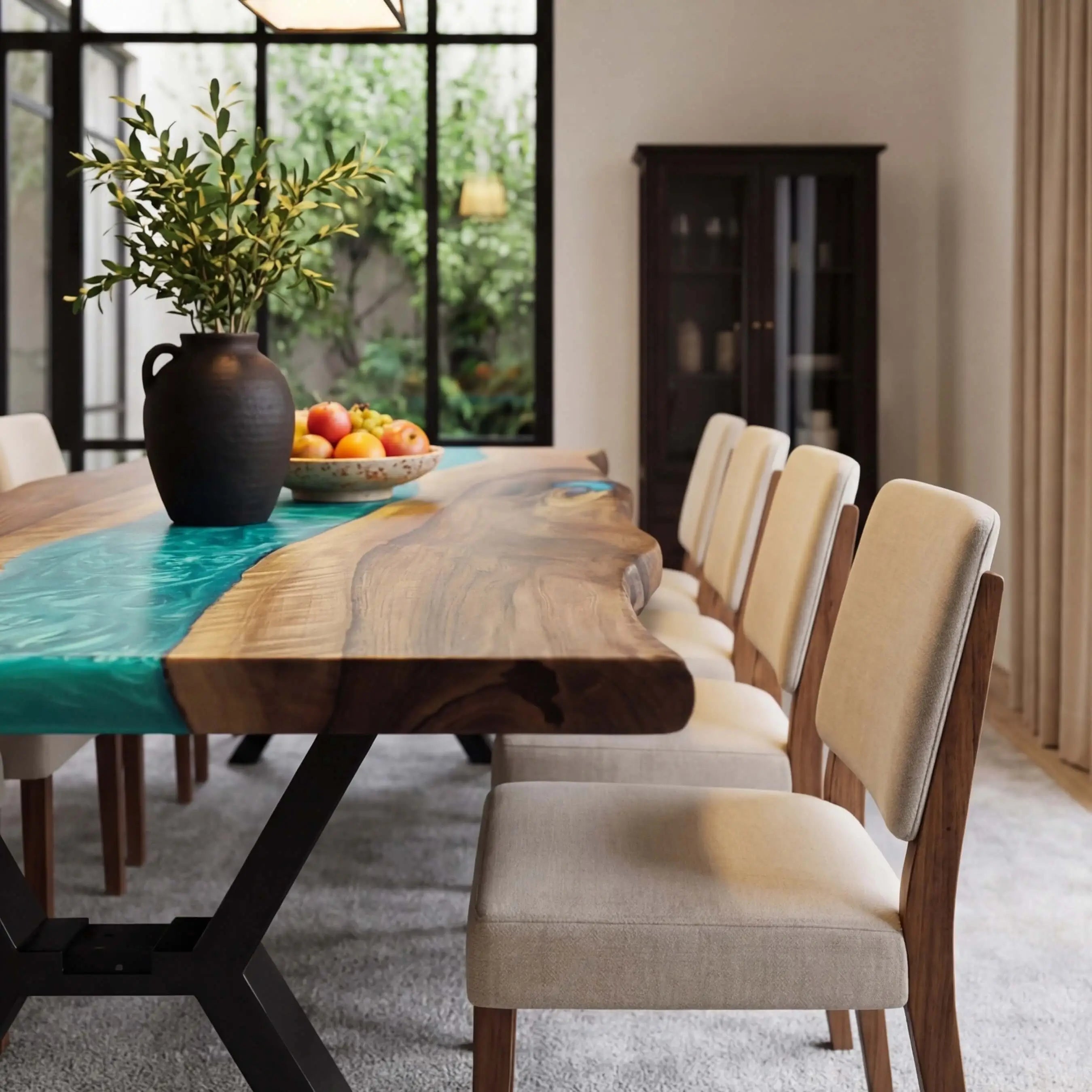 Custom Black Walnut Epoxy Resin River Table Pearl Green TRT-58 - image 4 | ThawHome